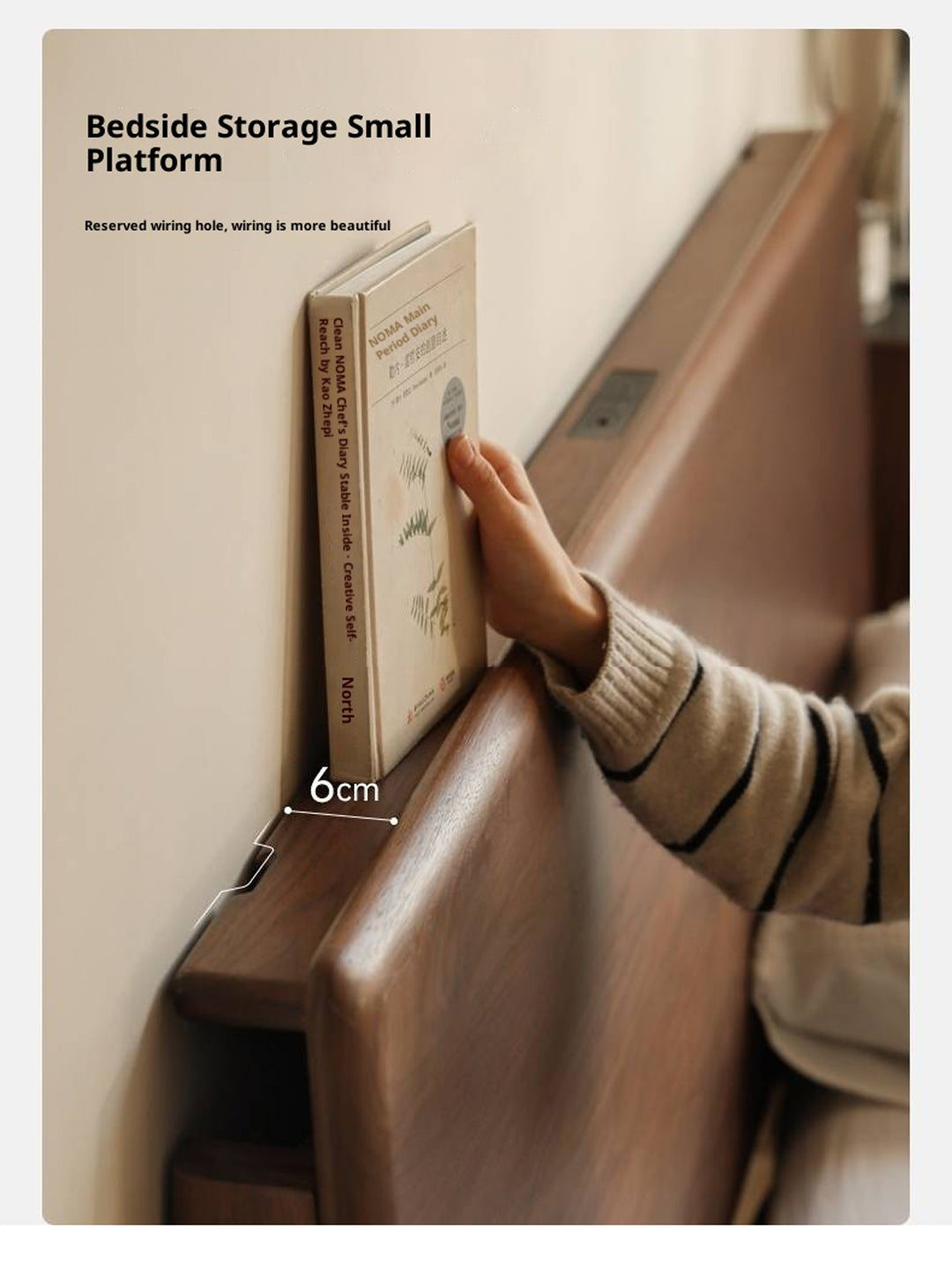 Black Walnut Solid Wood Suspended Modern Simple Bed