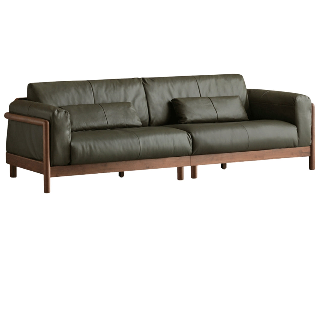 Black Walnut Solid Wood Leather Sofa Modern