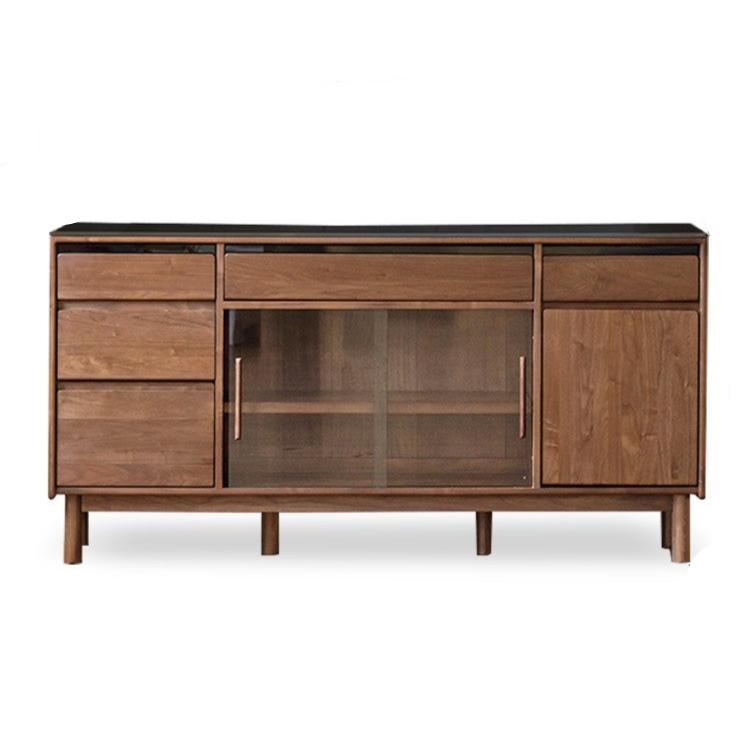 Black Walnut Solid Wood Light Luxury Rock Plate Sideboard