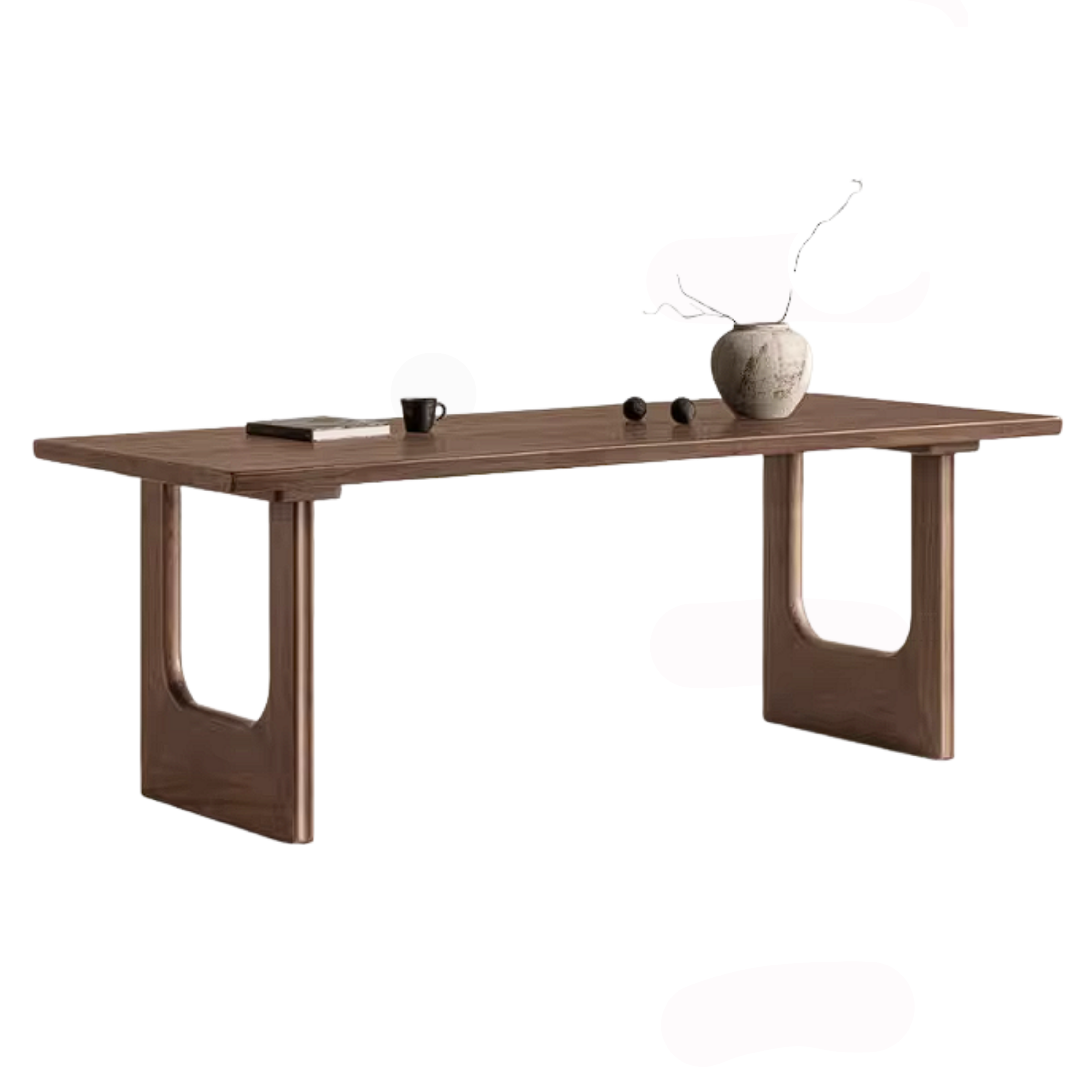 Sandalwood Solid Wood Dining Table with Thick Rectangular Top