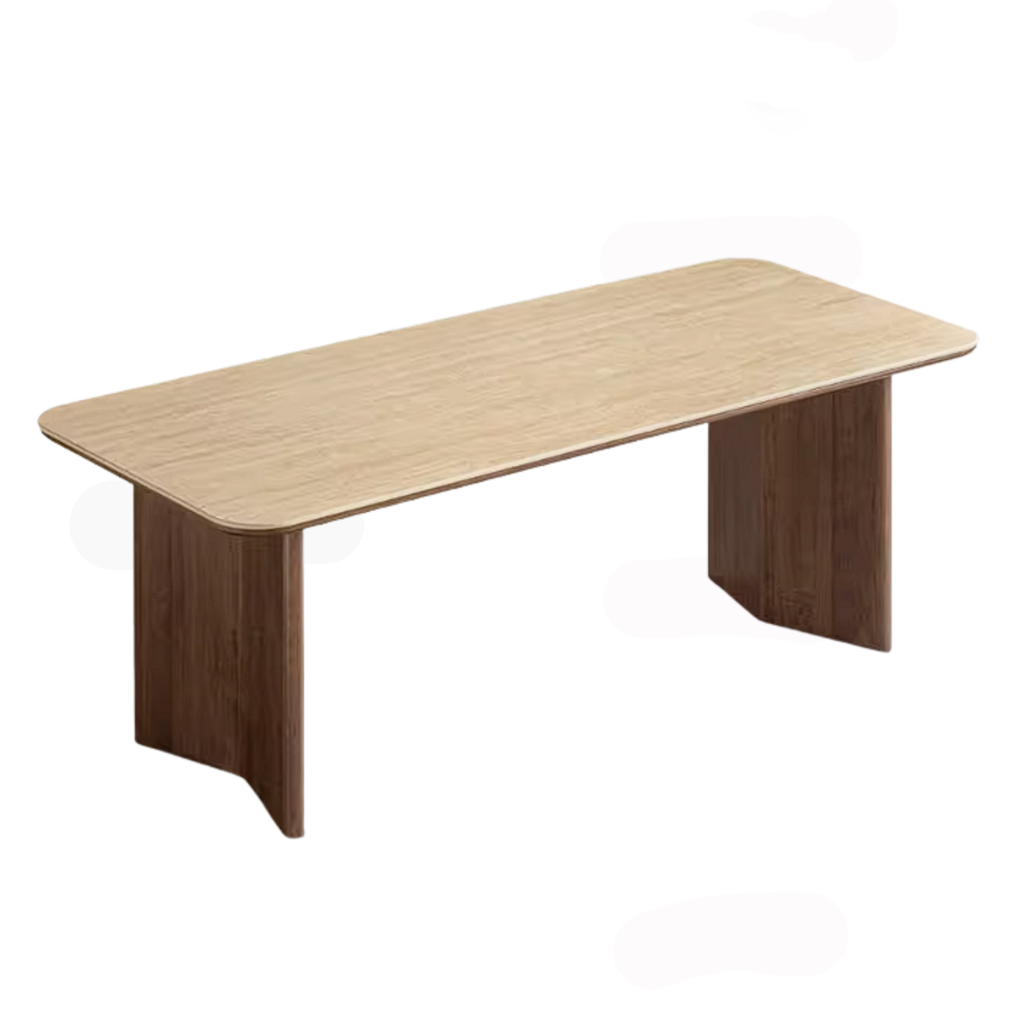 Black Walnut Solid Wood Trestle Dining Table with Stone Top and Panel Legs