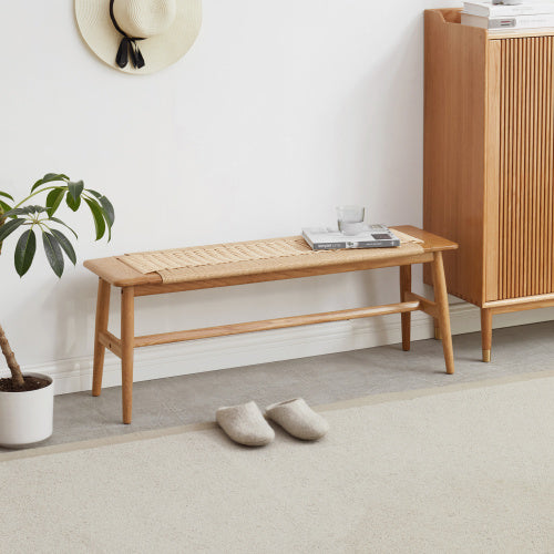 Oak solid wood Corded Bench