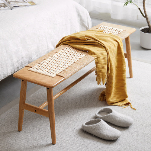 Oak solid wood Corded Bench