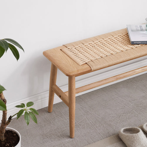 Oak solid wood Corded Bench