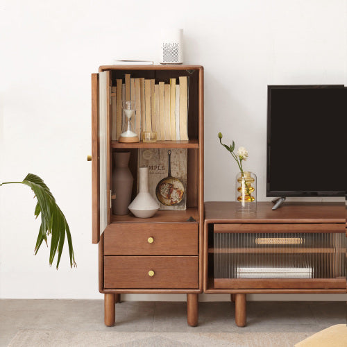 Oak, Pine Solid Wood Side Cabinet