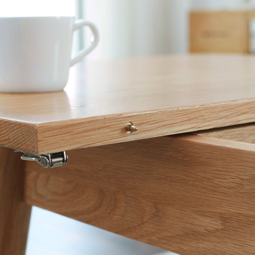 Oak Solid Wood Retractable Folding Dining Table
