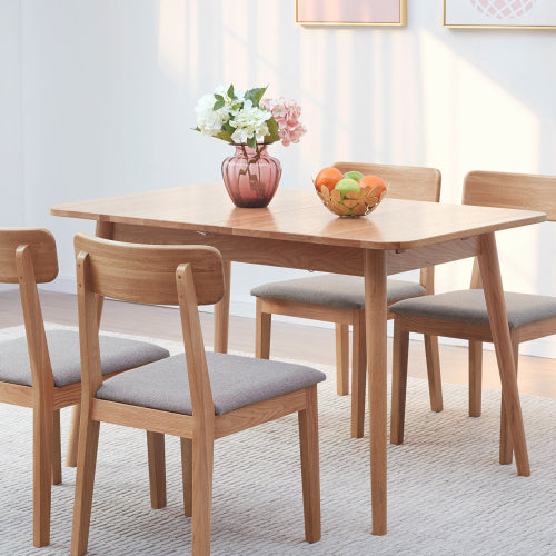 Oak Solid Wood Retractable Folding Dining Table