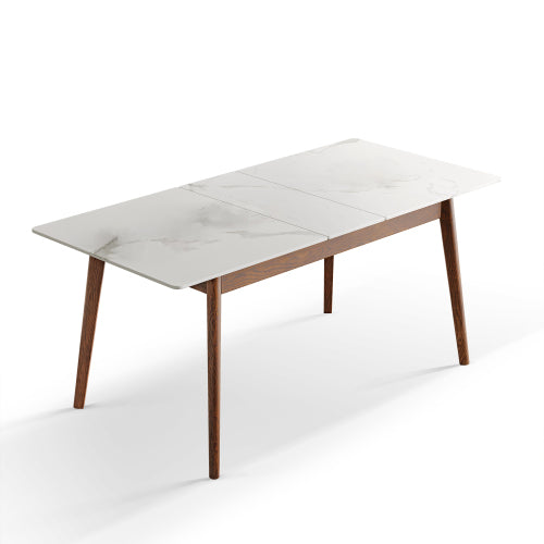 Oak Solid Wood Rock Slab Retractable Dining Table