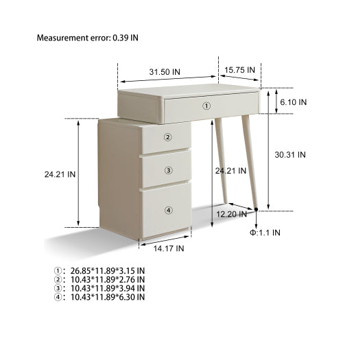 Poplar Solid Wood Cream Style Dressing Table