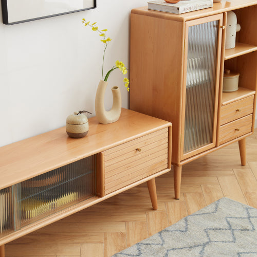 European Beech solid wood TV cabinet: