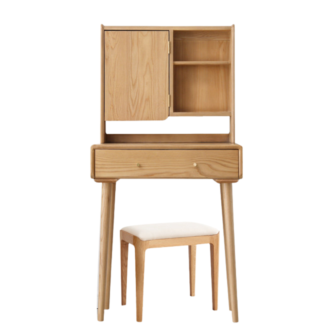 Oak Solid Wood Dressing Table with Mirror shelf & flip cover: