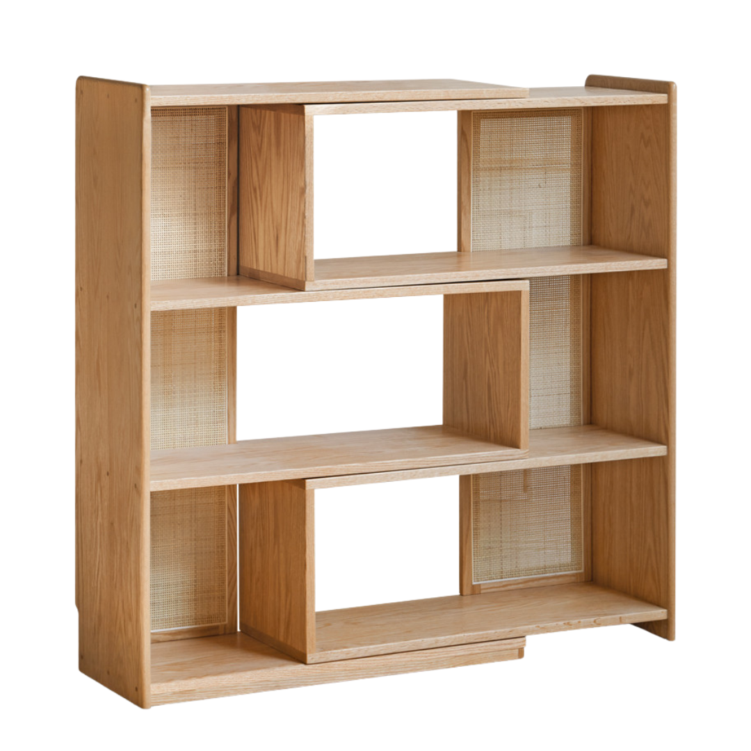 Oak Solid Wood Telescopic Storage bookshelf Corner Vine Weaving Storage