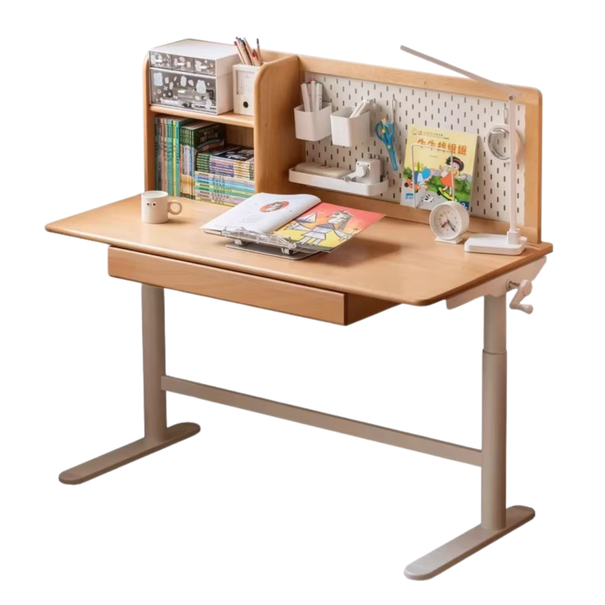 Beech Solid Wood Hand-Cranked Lifting Table Board Shelf  DIY