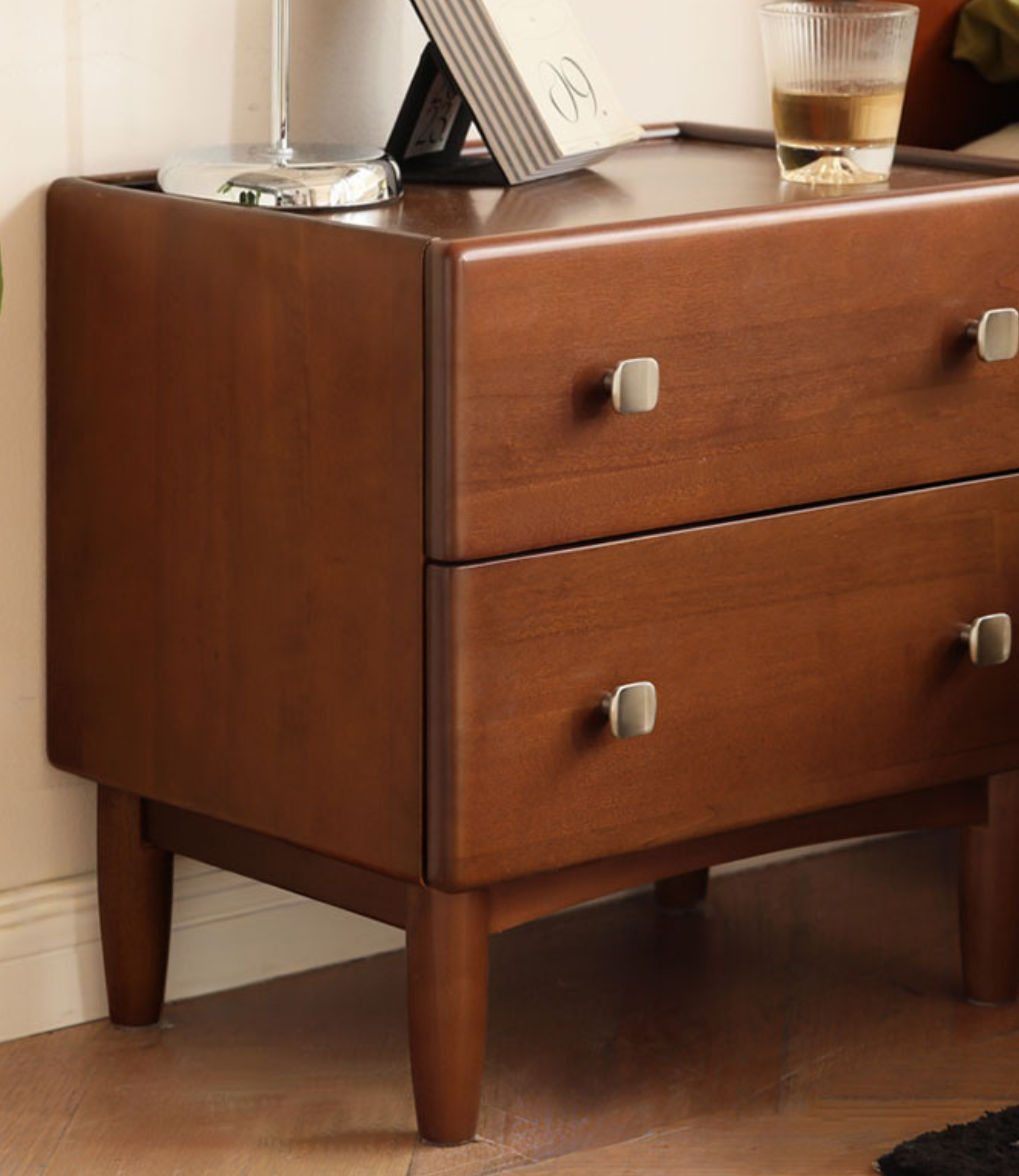 Poplar Solid Wood Retro Style Nightstand