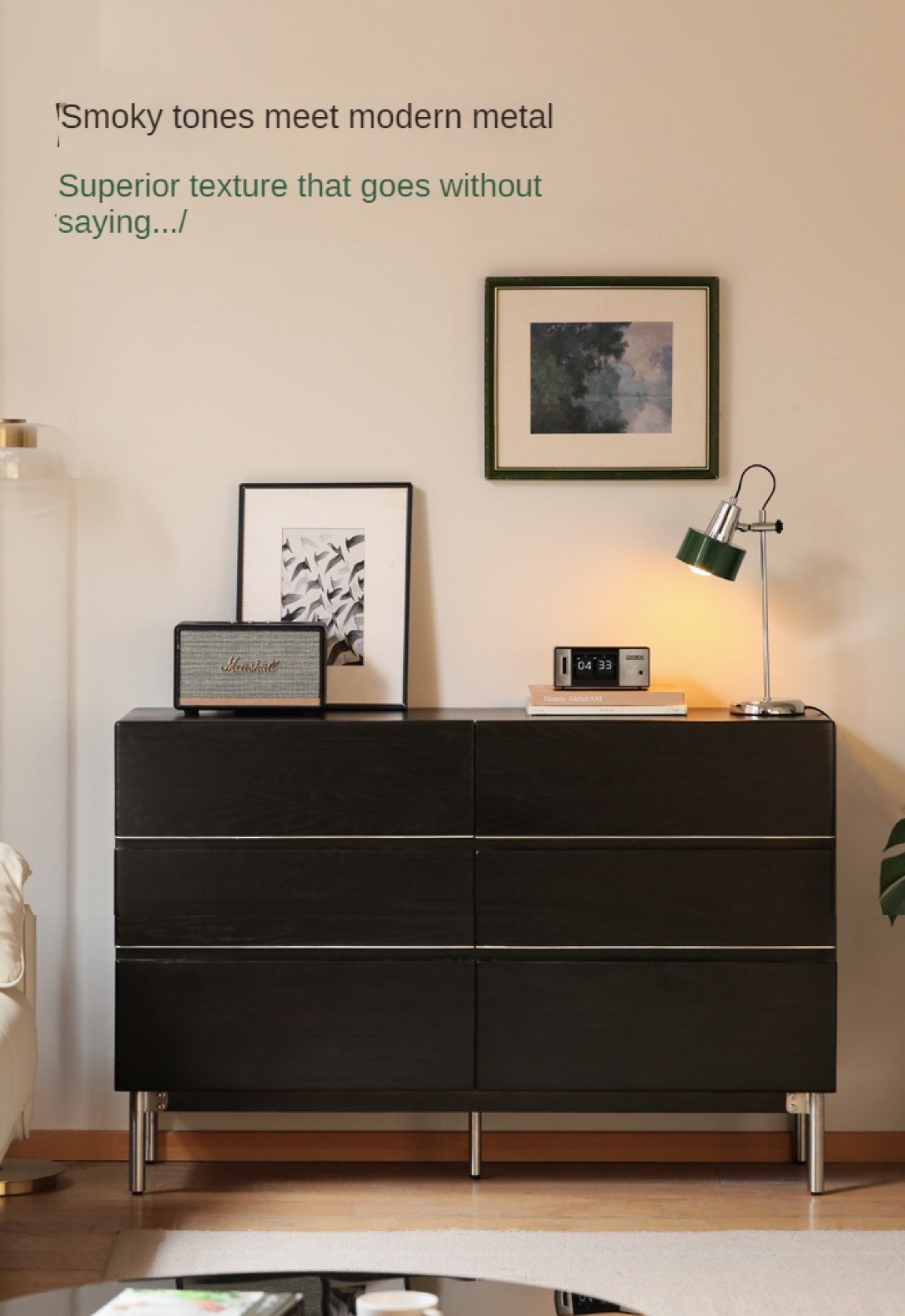 Oak Solid Wood Black Storage Cabinet