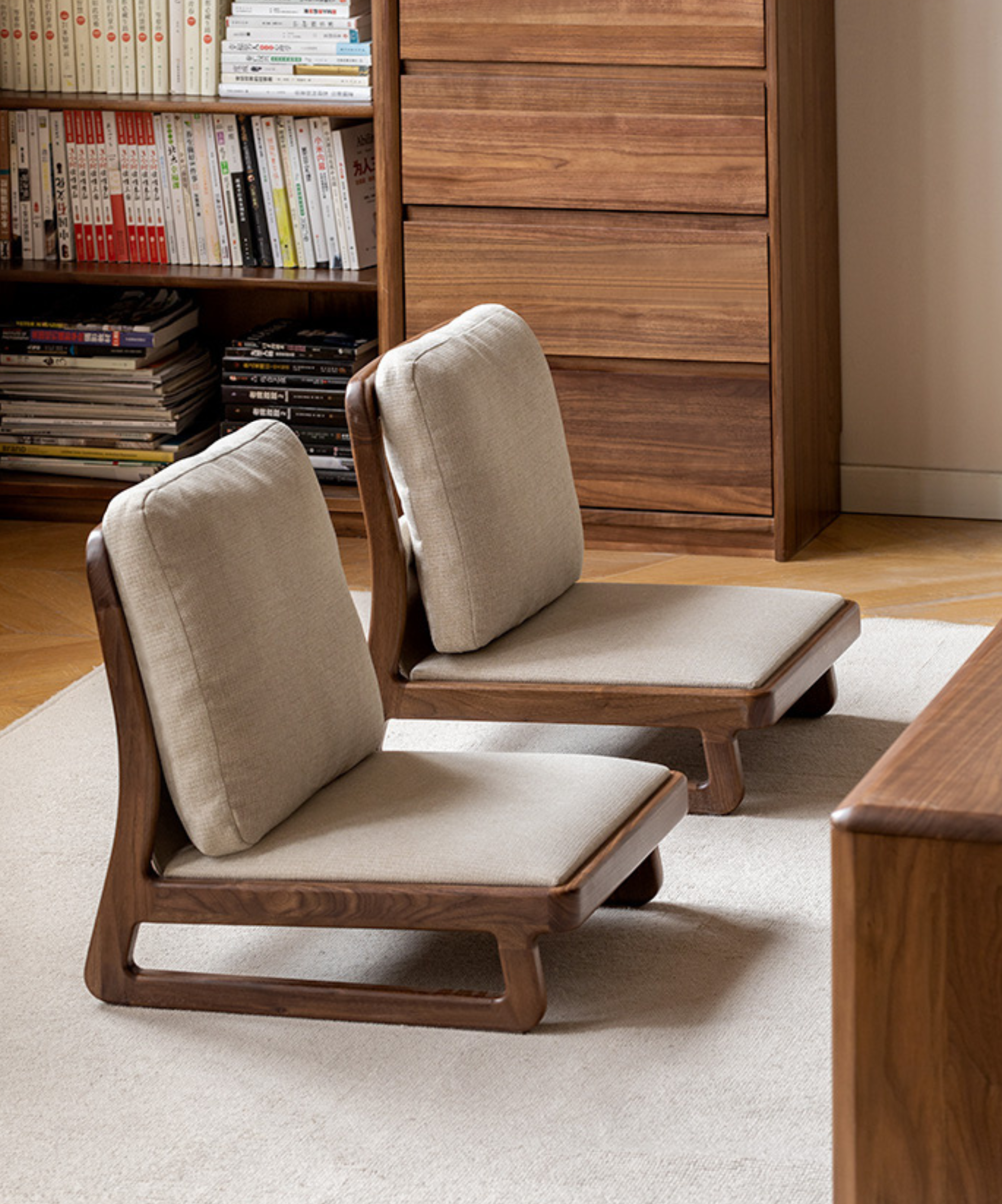 Black Walnut Solid Wood Tatami Tea Chair Low Back: