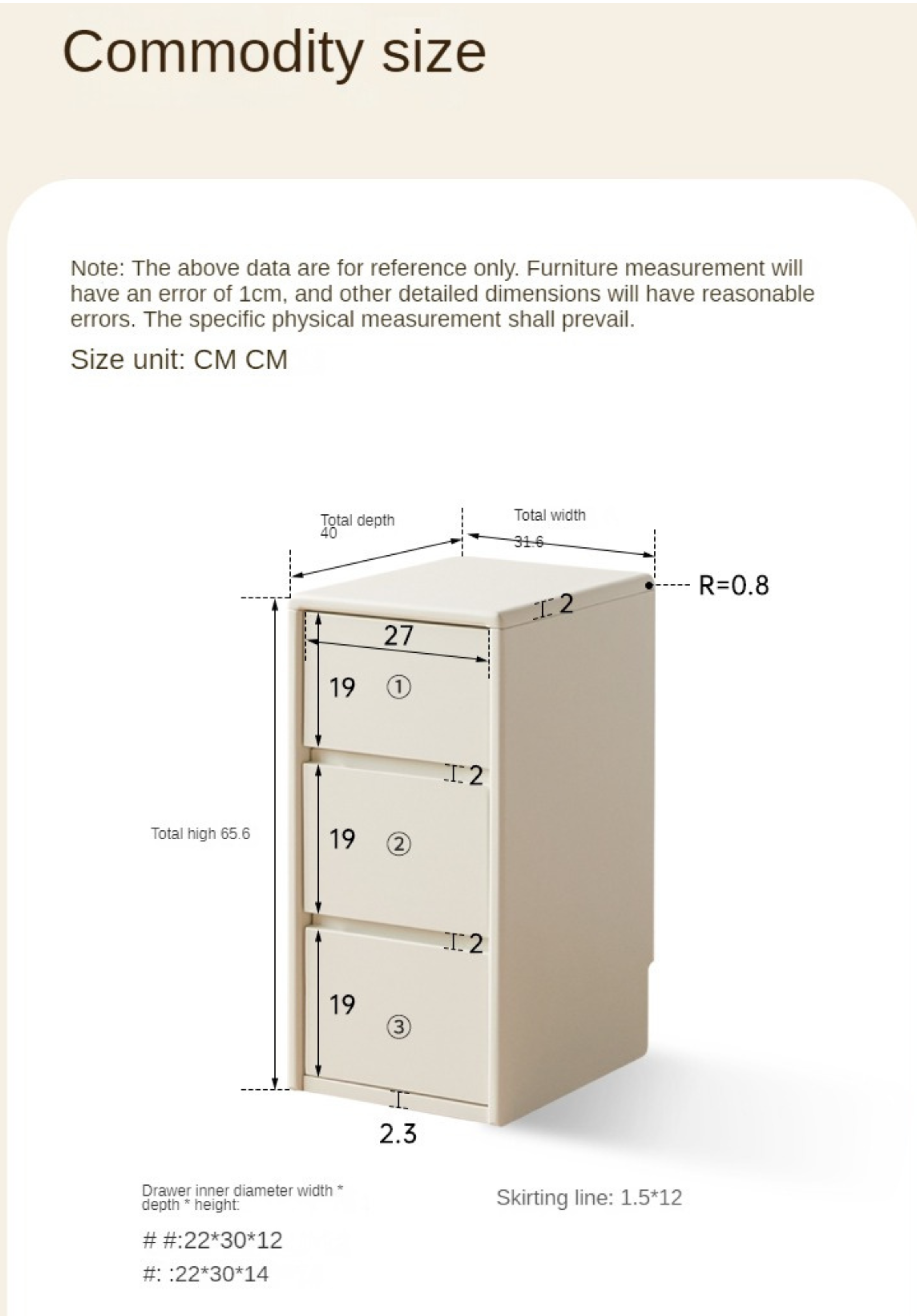 Poplar Solid Wood White Drawer Storage Cabinet