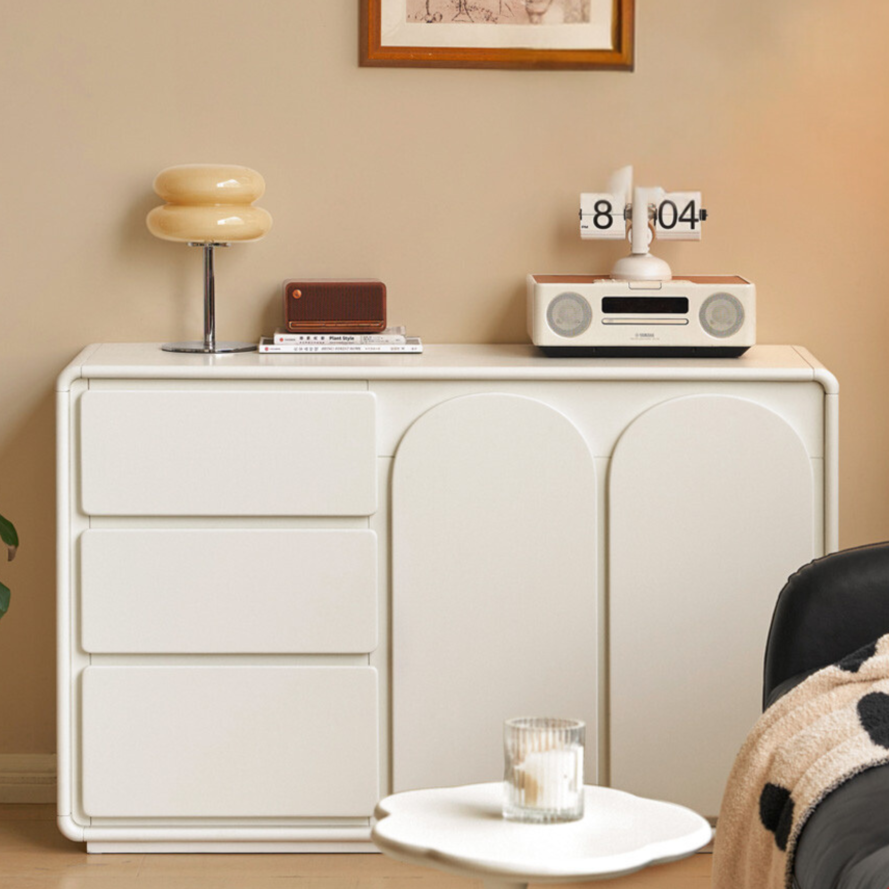 Poplar Solid Wood White Storage Cabinet: