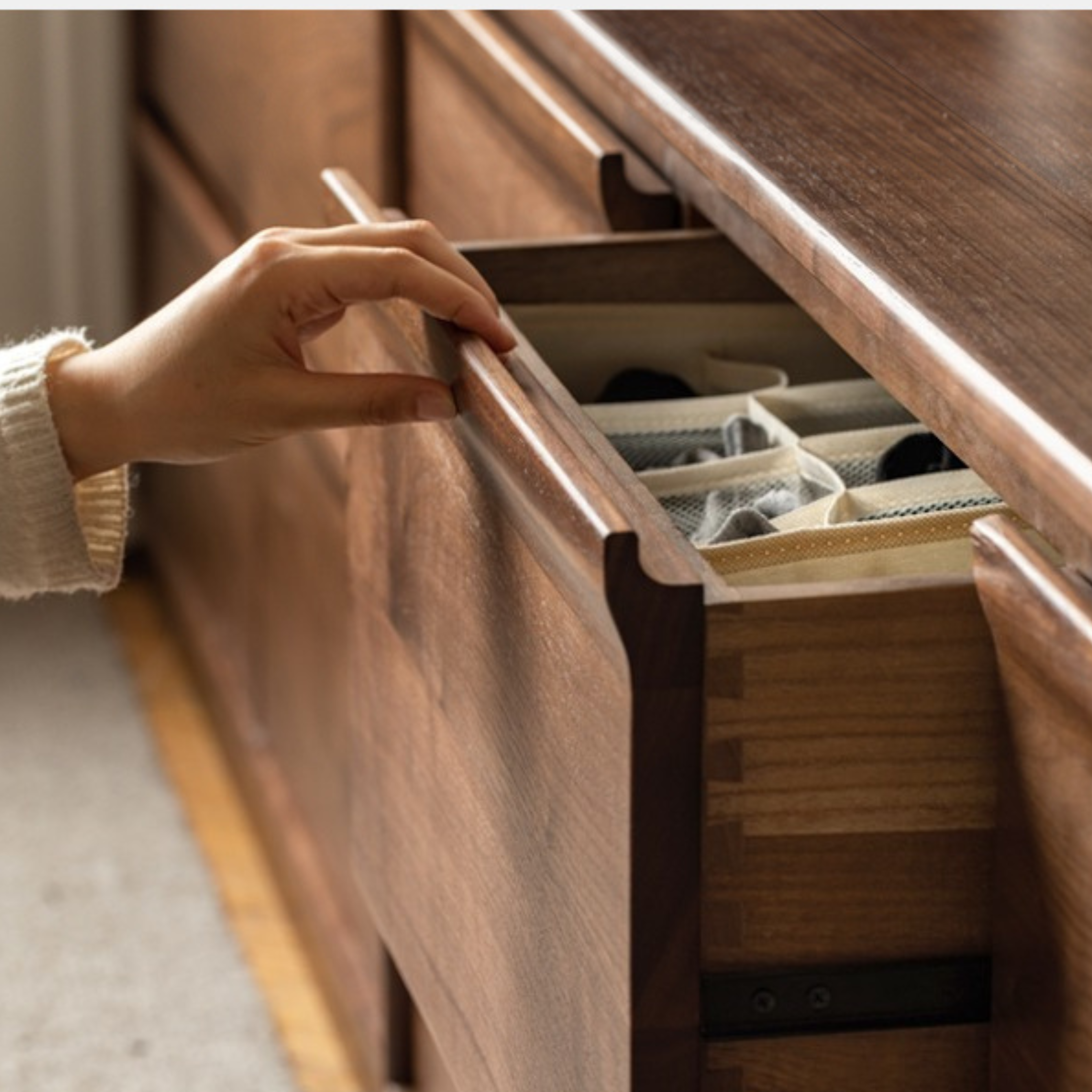 Black Walnut Solid Wood Six Drawers Cabinet