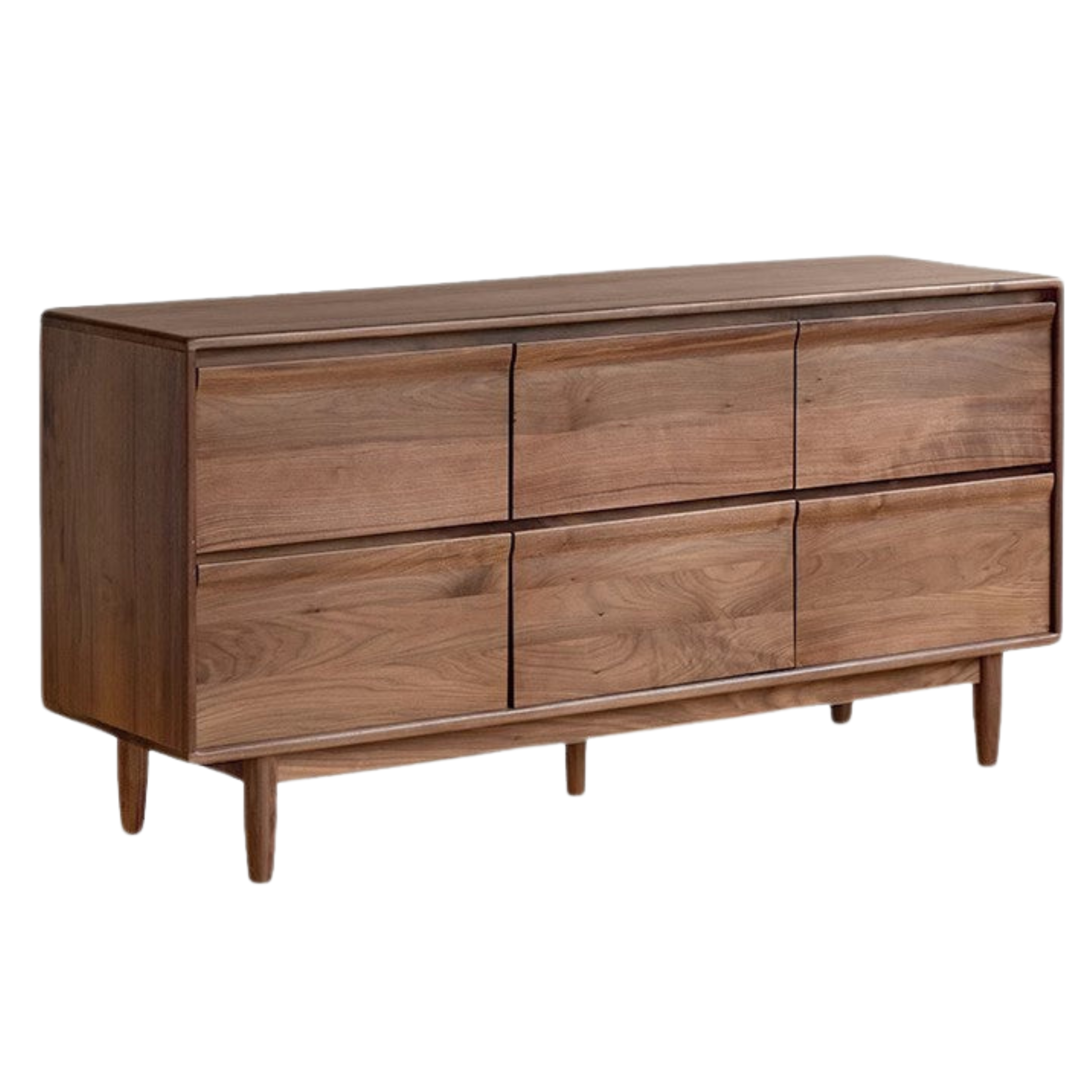 Black Walnut Solid Wood Six Drawers Dresser