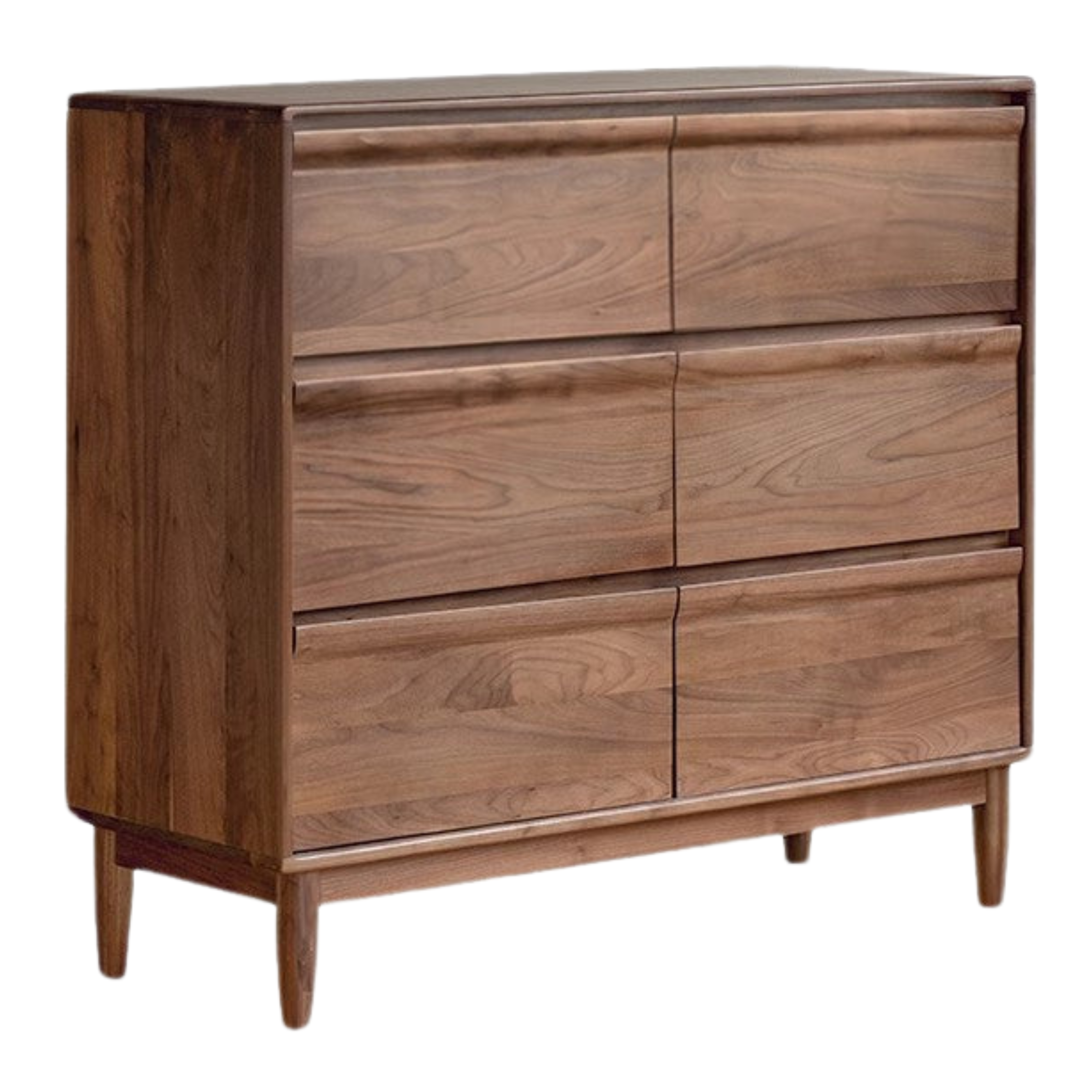 Black Walnut Solid Wood Six Drawers Dresser