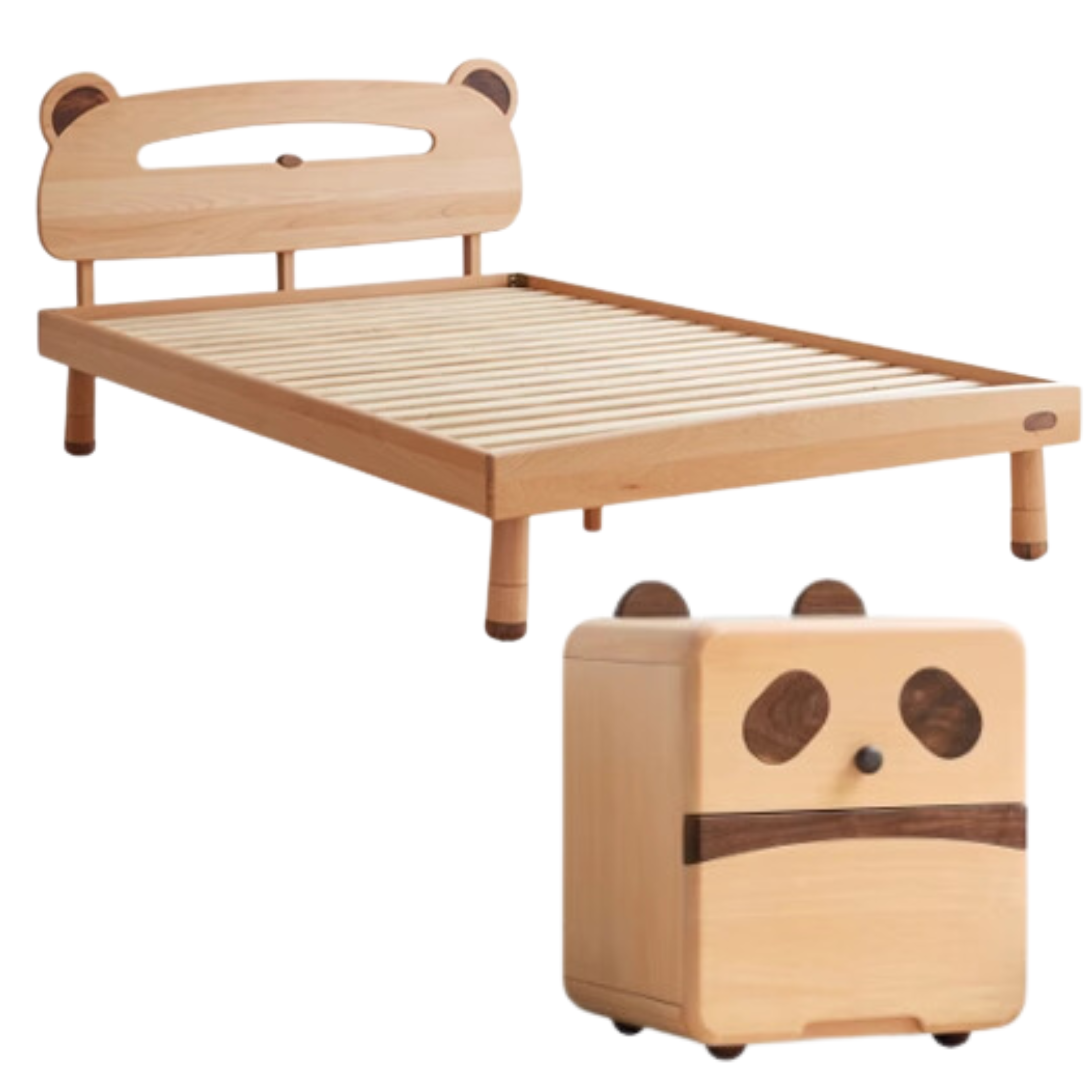 Oak solid wood children's bed with light<