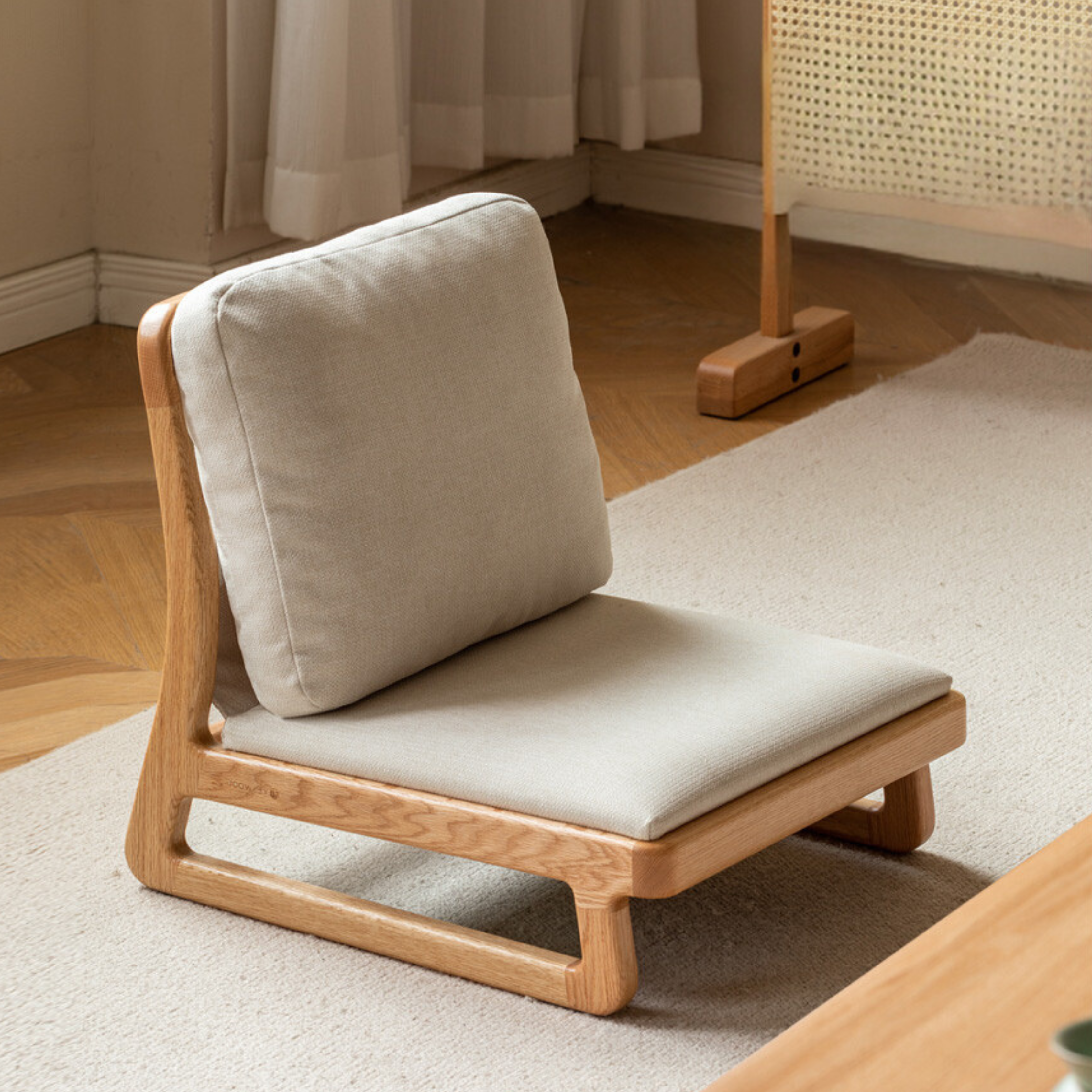 Oak Solid Wood Tatami Tea Chair Low Back: