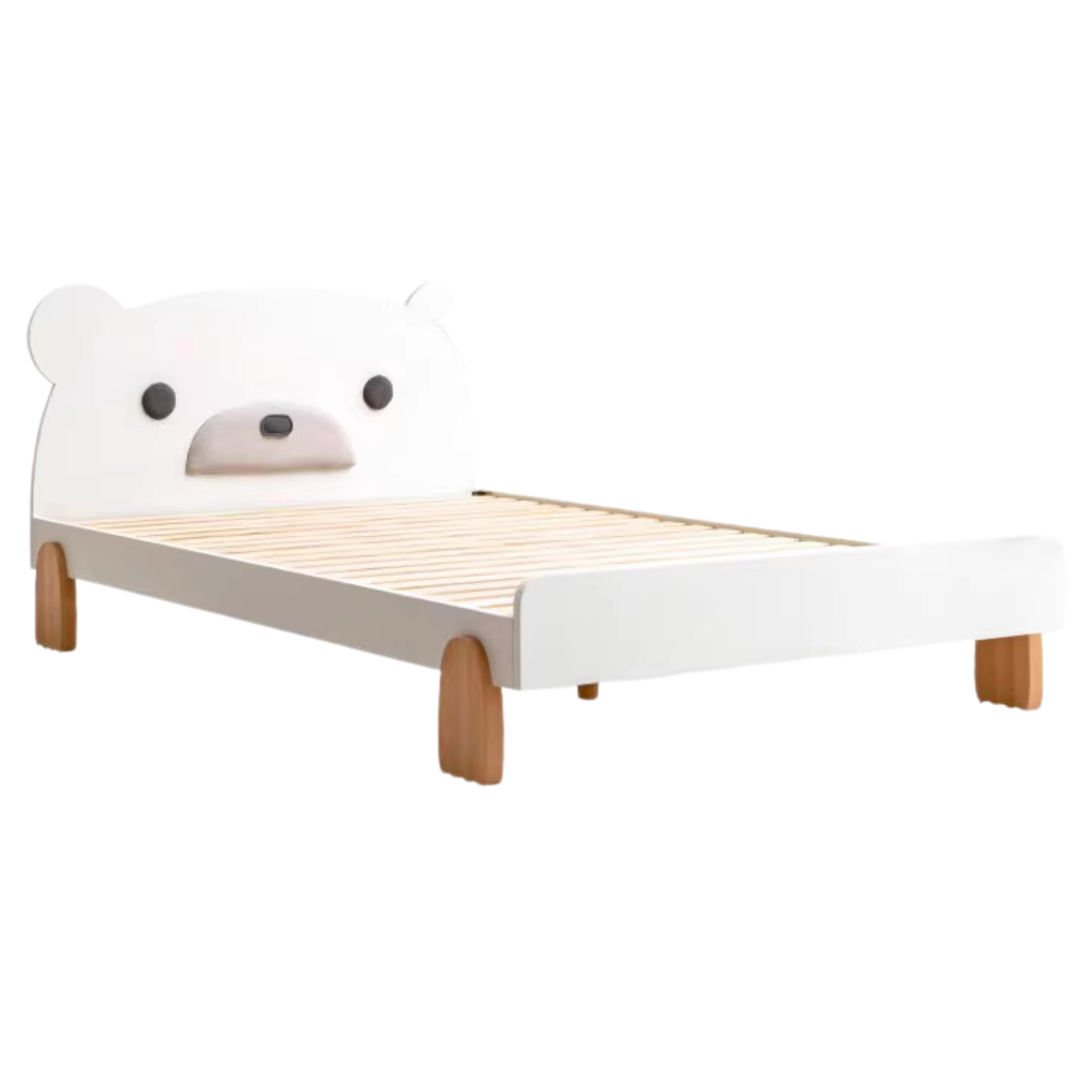 Beech solid wood Milky white polar bear bed<