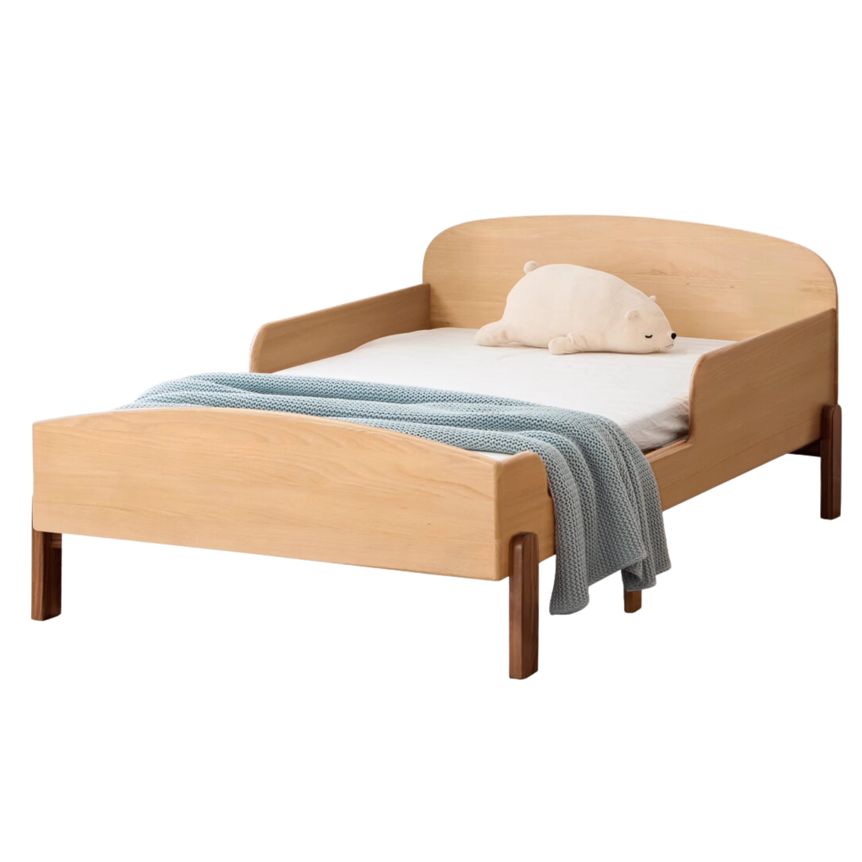 Oak, Beech solid wood Telescopic Toddler Bed from 57 in (145 cm) to 80.7 in (205 cm)<