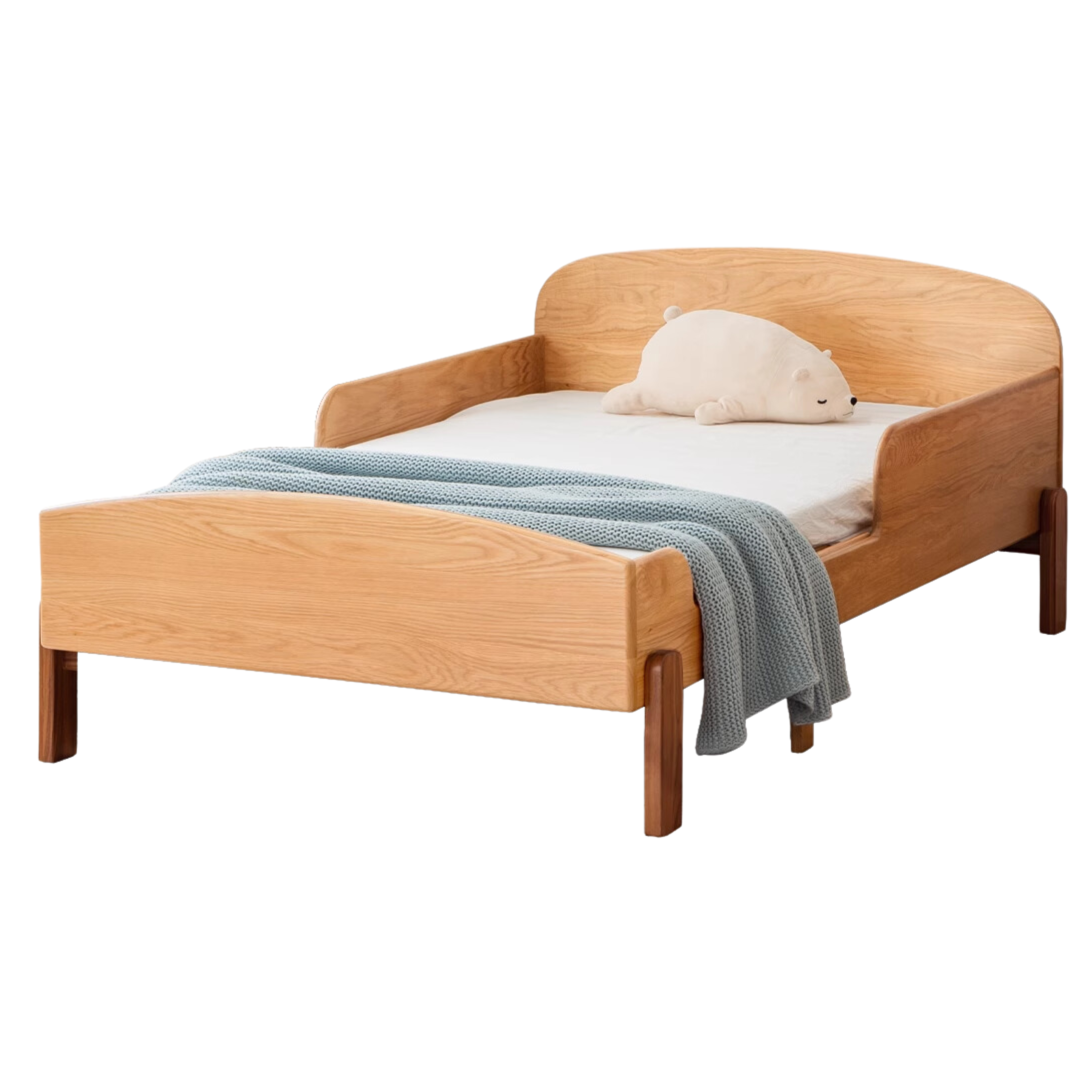 Oak, Beech solid wood Telescopic Toddler Bed from 57 in (145 cm) to 80.7 in (205 cm)<