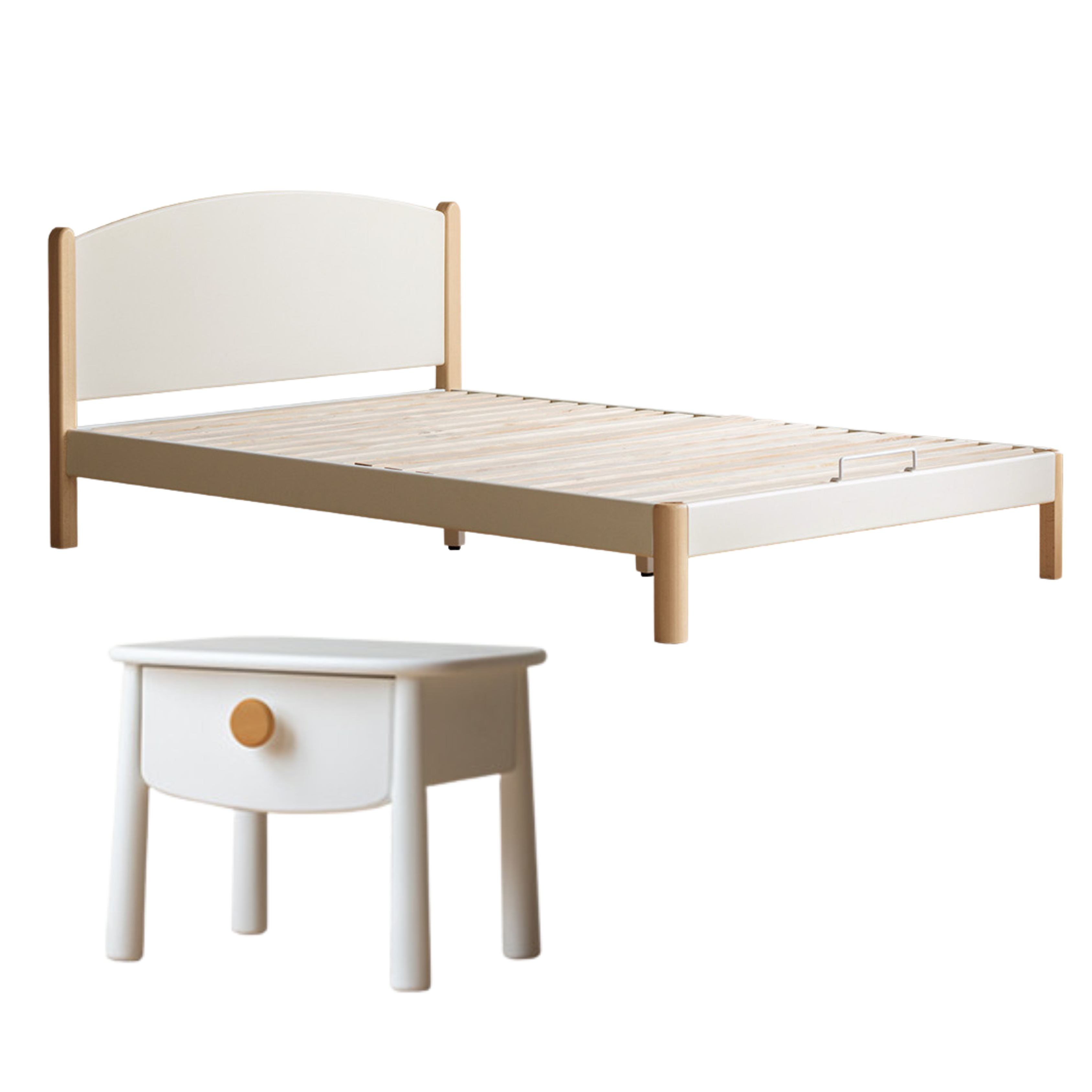 Poplar Solid Wood Children's Bed White<