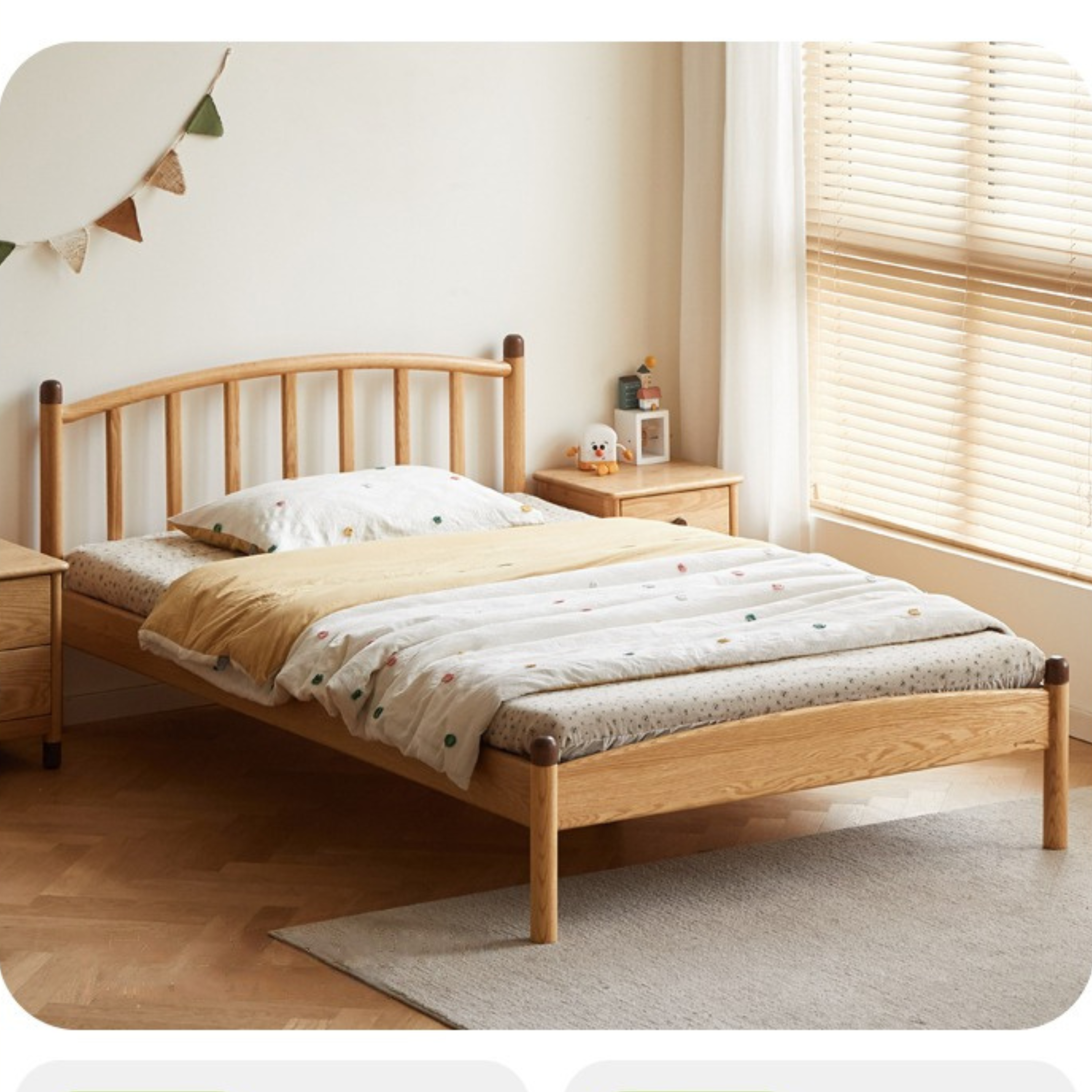 Oak solid wood Match stick vertical strip bed<