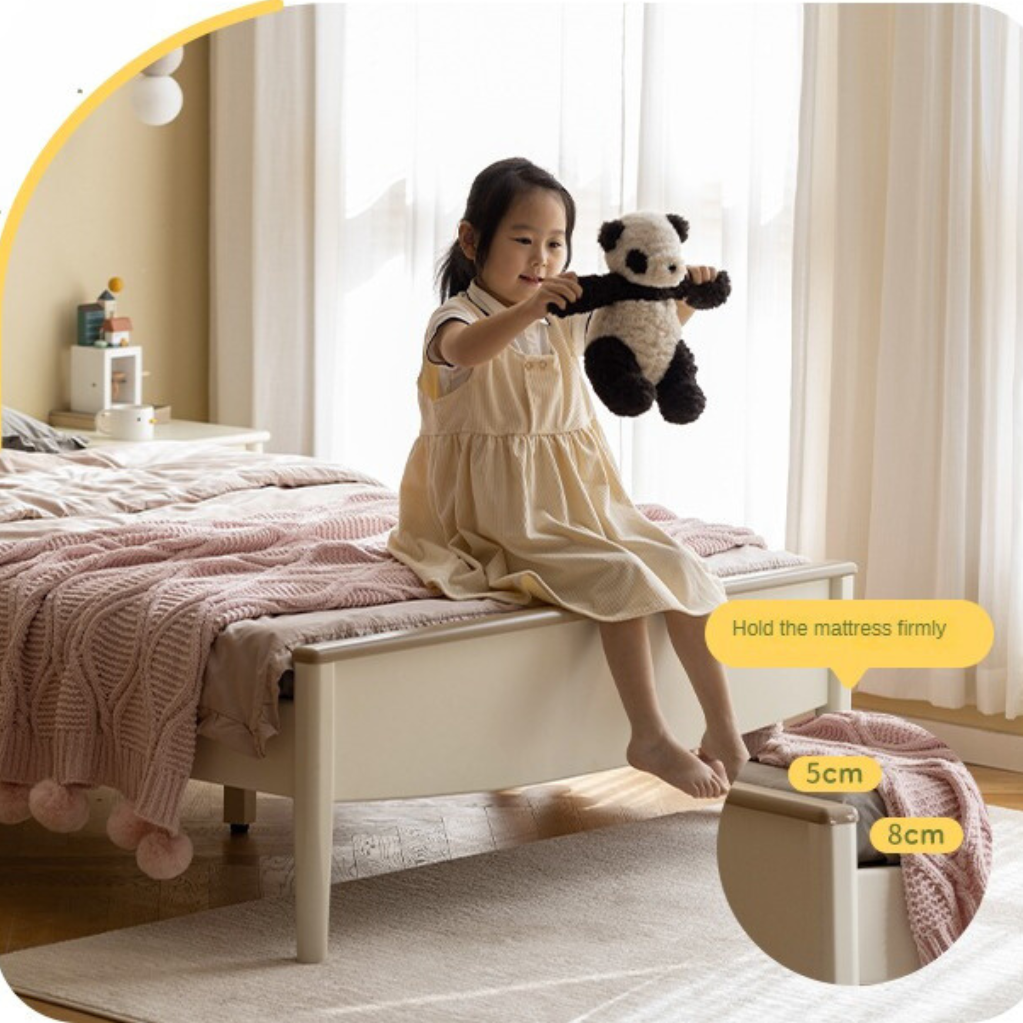 Poplar Solid Wood Children's Modern Bed<