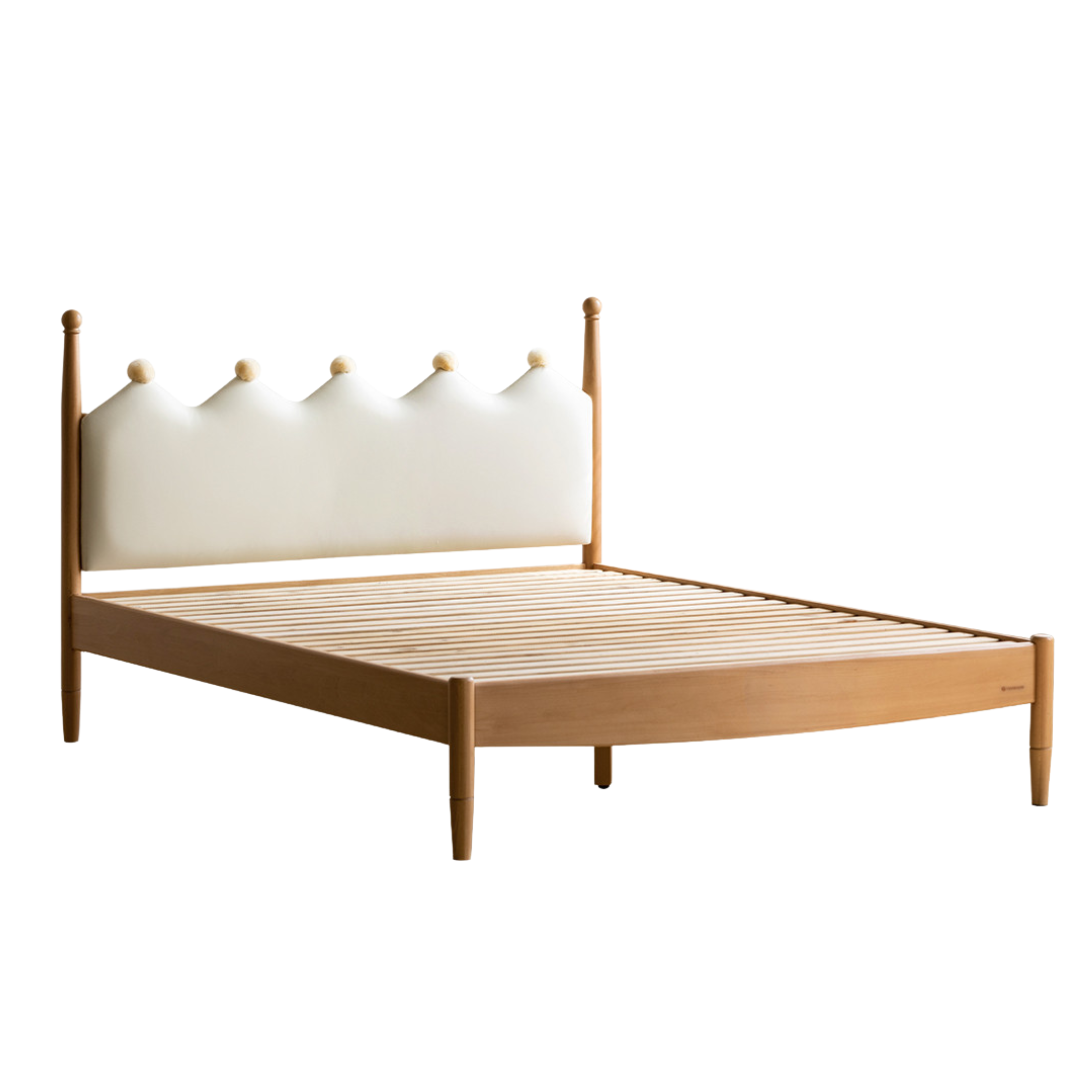 Beech Solid Wood with organic leather Modern Children's Girl Princess Bed<