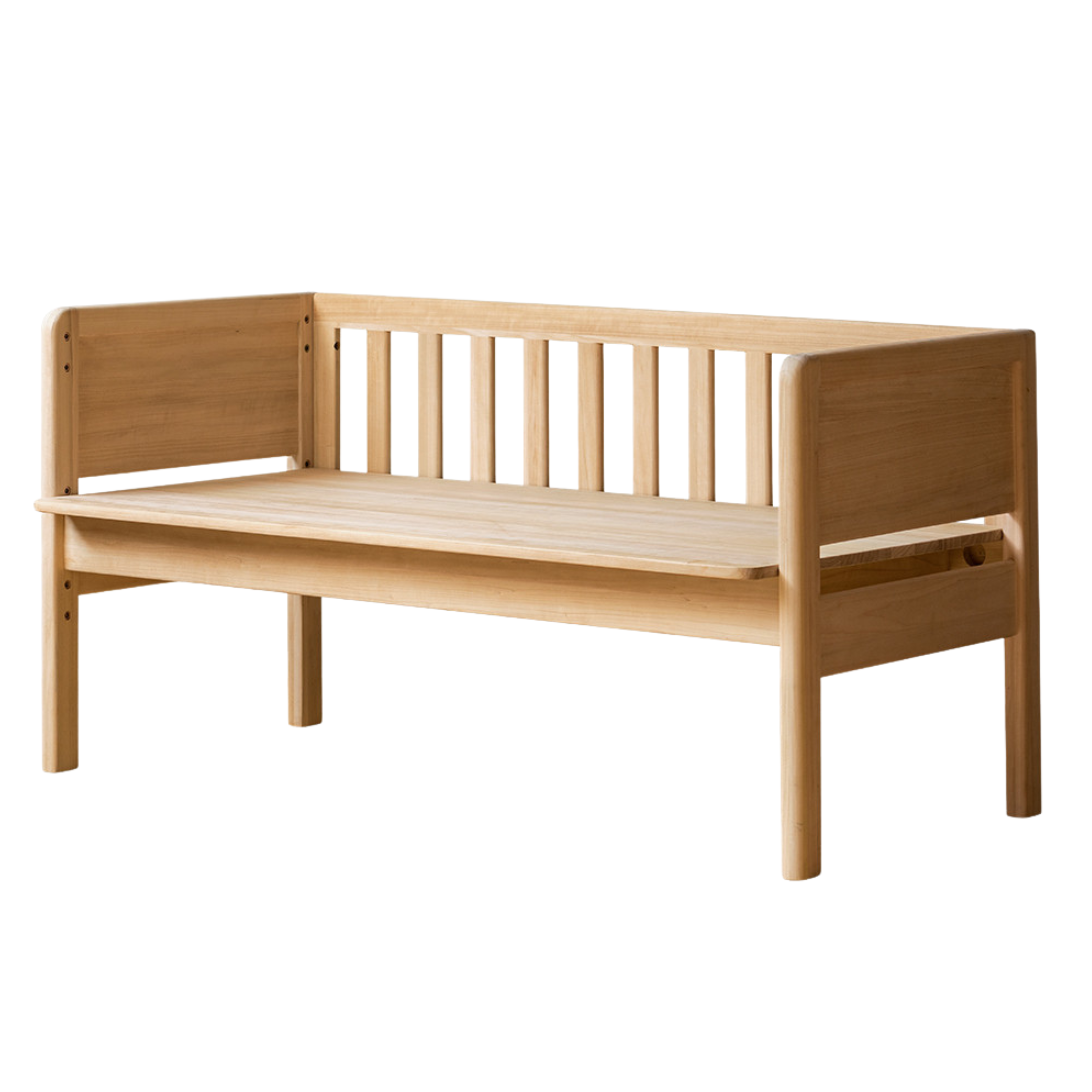 Poplar solid wood children's with guardrail spliced bed.