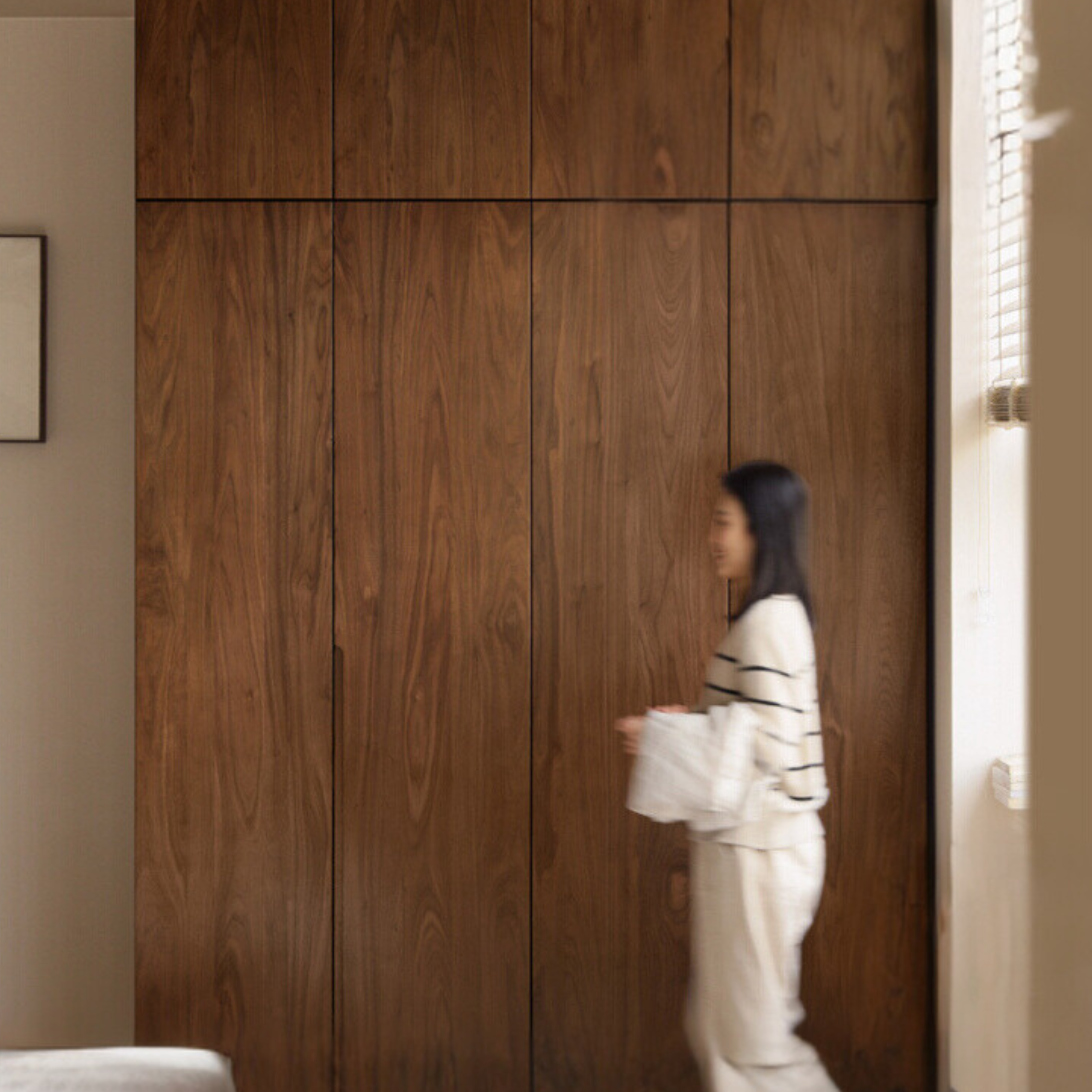 Black Walnut Solid Wood Wardrobe Double Door::