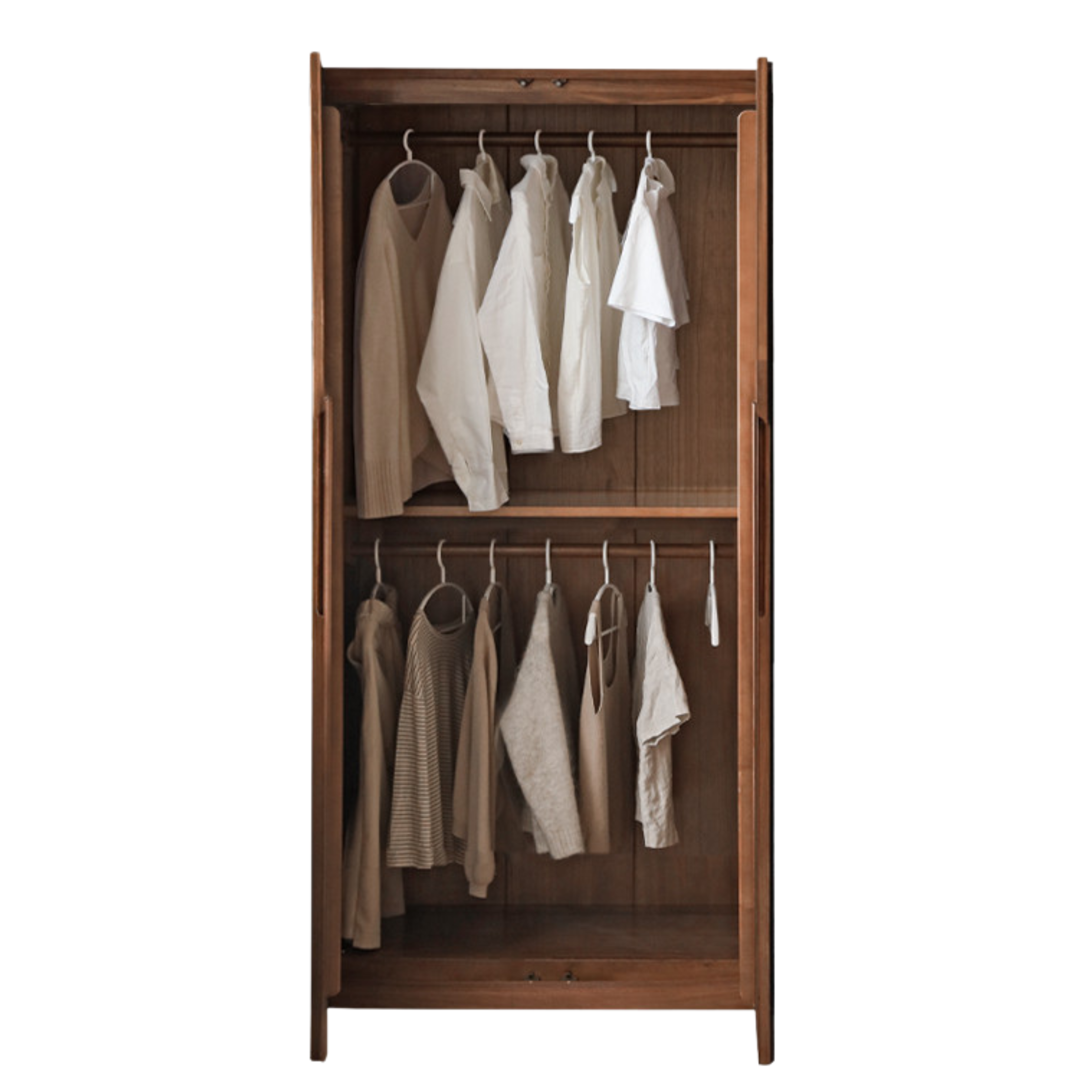 Black Walnut Solid Wood Wardrobe Double Door::