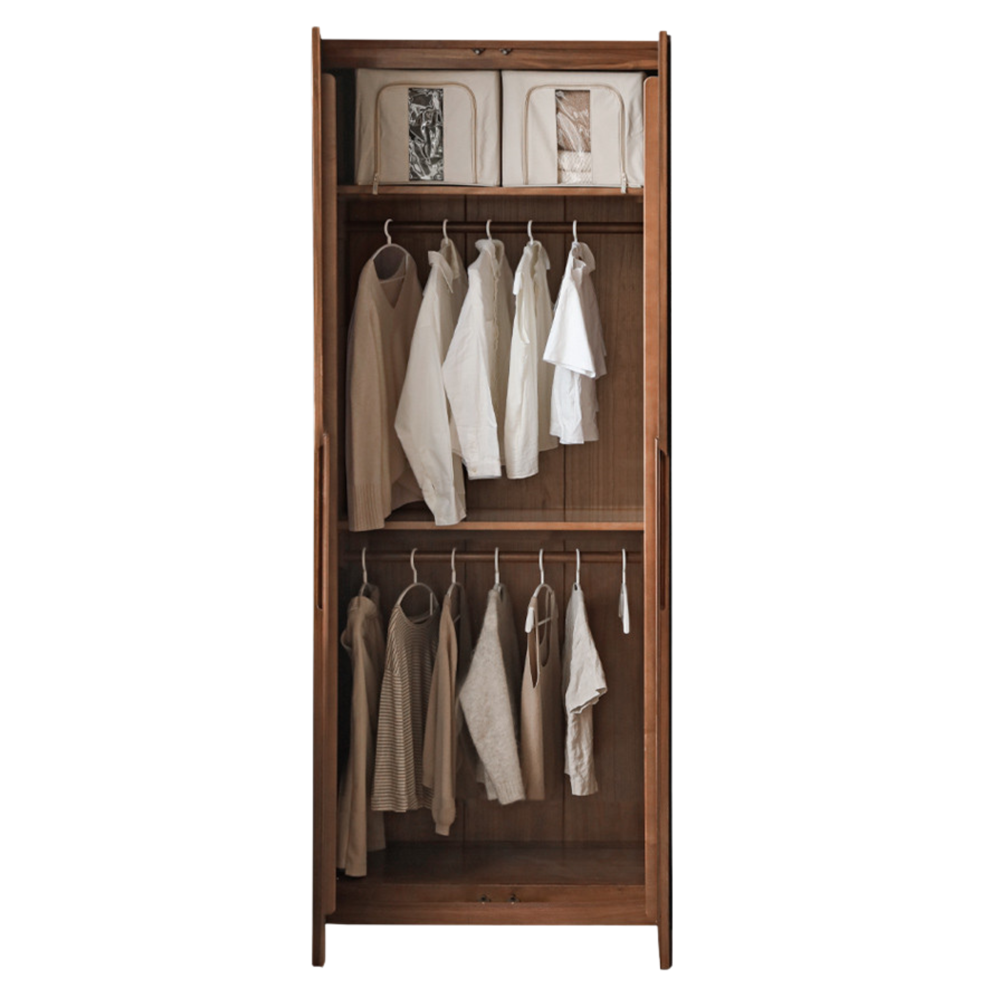 Black Walnut Solid Wood Wardrobe Double Door::