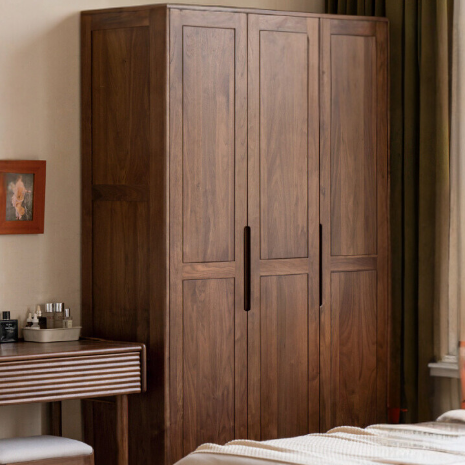 Black Walnut Solid Wood Wardrobe: