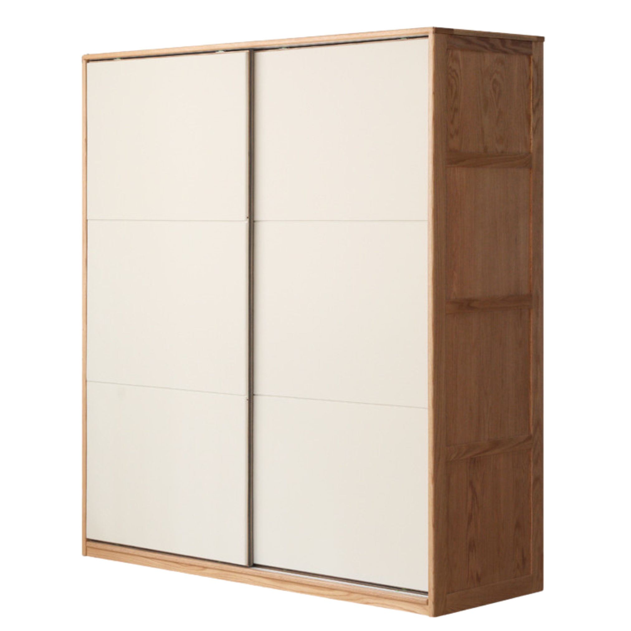 Oak Solid Wood Sliding Door Storage Wardrobe::