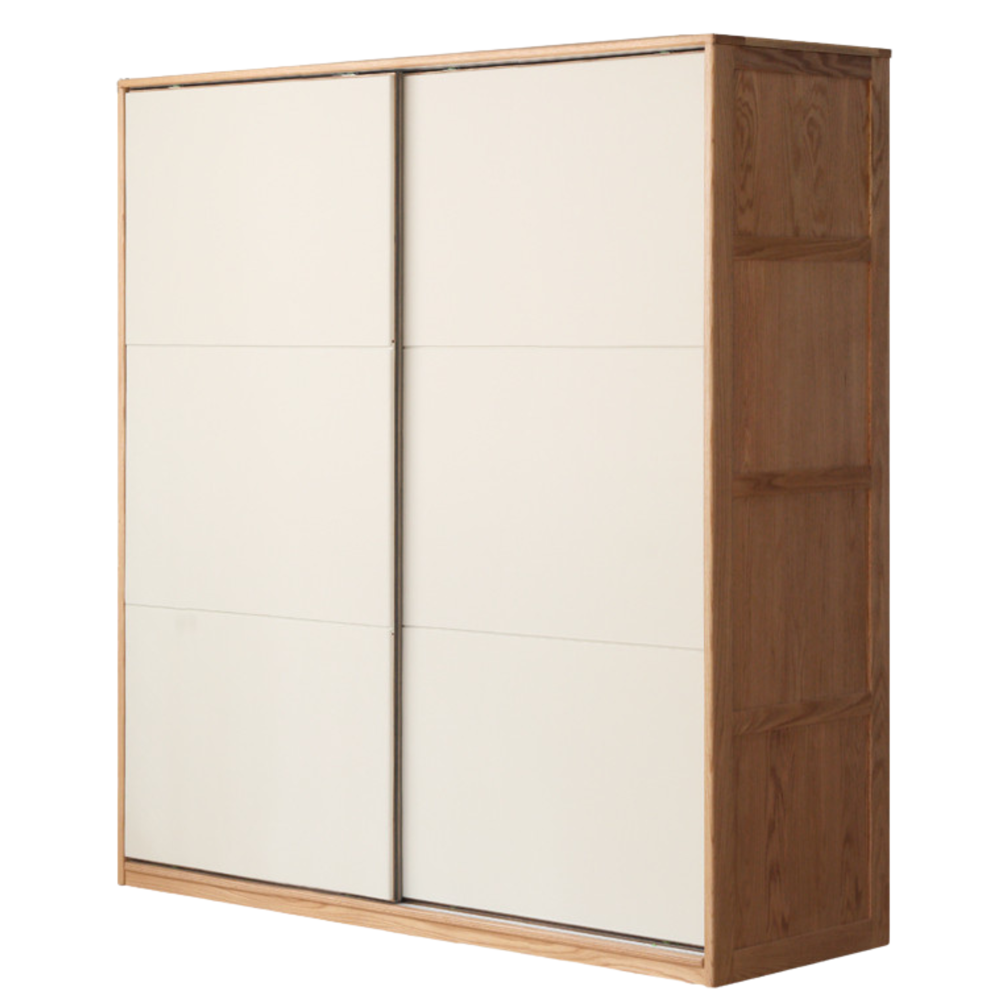 Oak Solid Wood Sliding Door Storage Wardrobe::