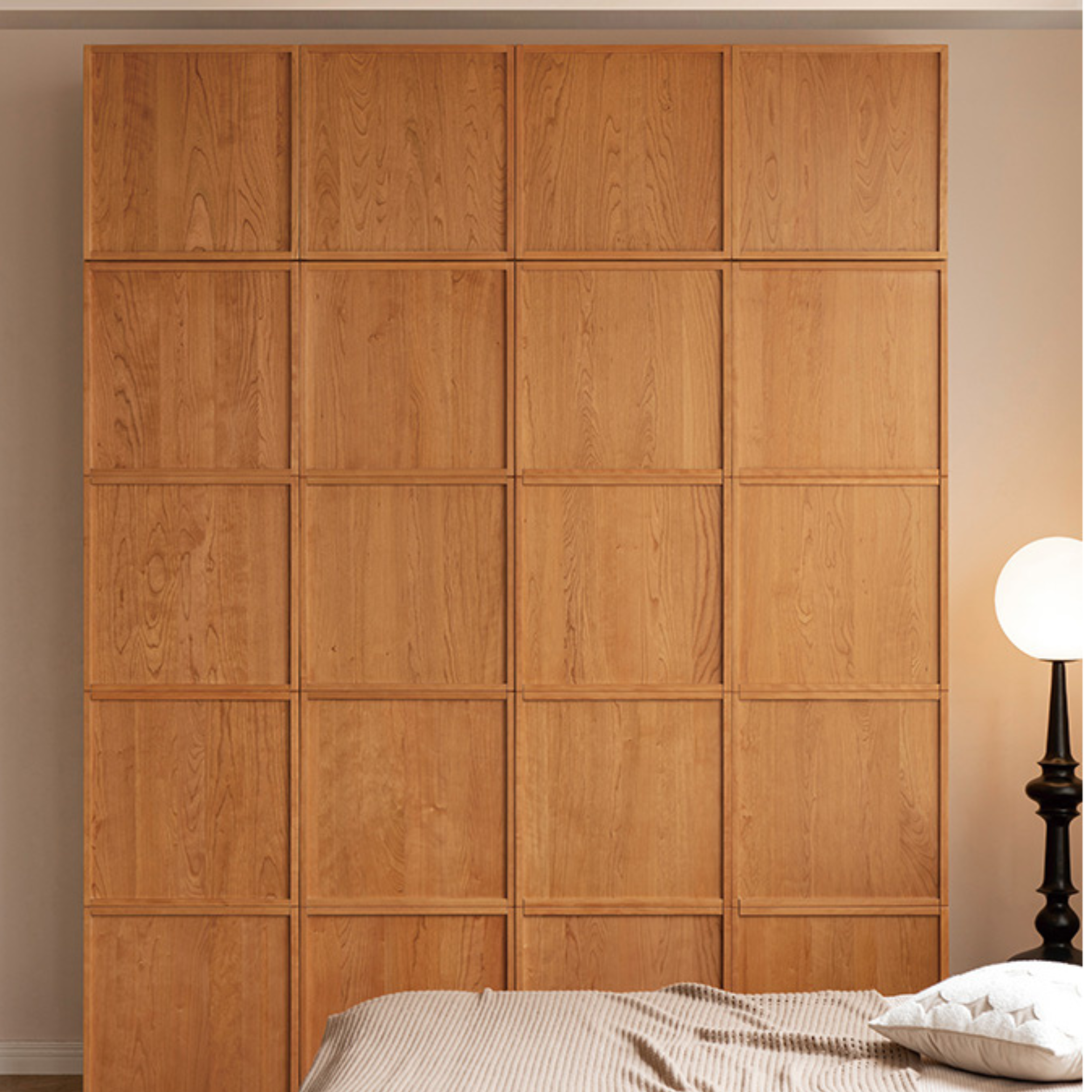 Cherry Wood Wardrobe Retro Style Skeleton Line: