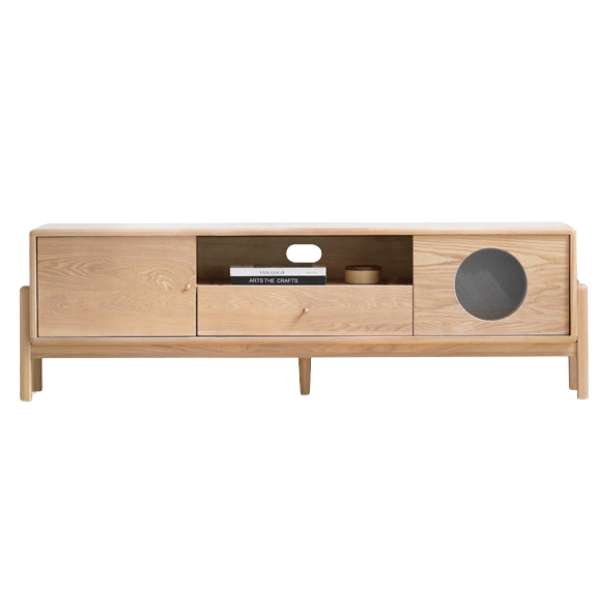 Ash solid wood Nordic floor TV cabinet-