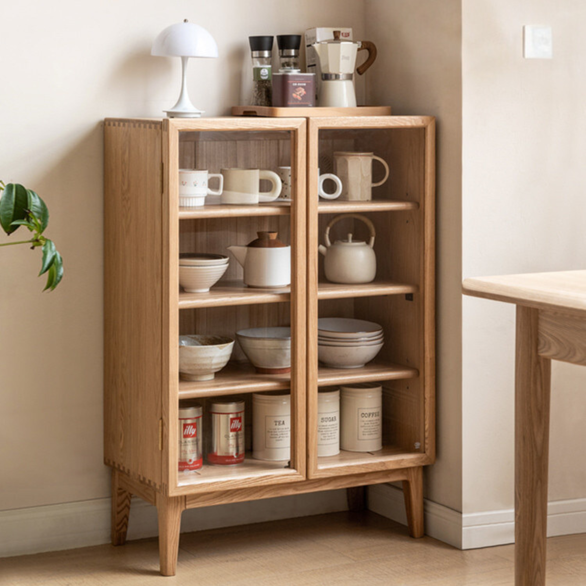 Ash solid wood storage side cabinet