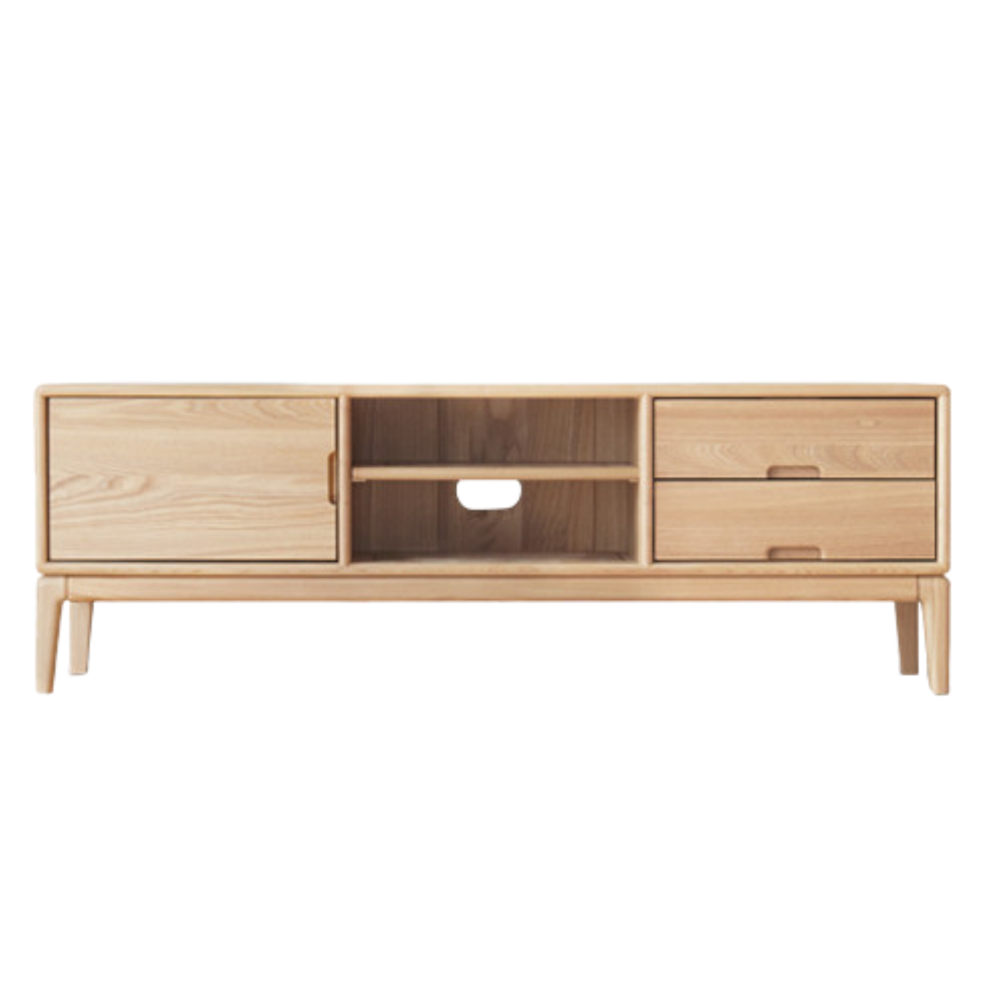 Ash solid wood simple floor TV cabinet-