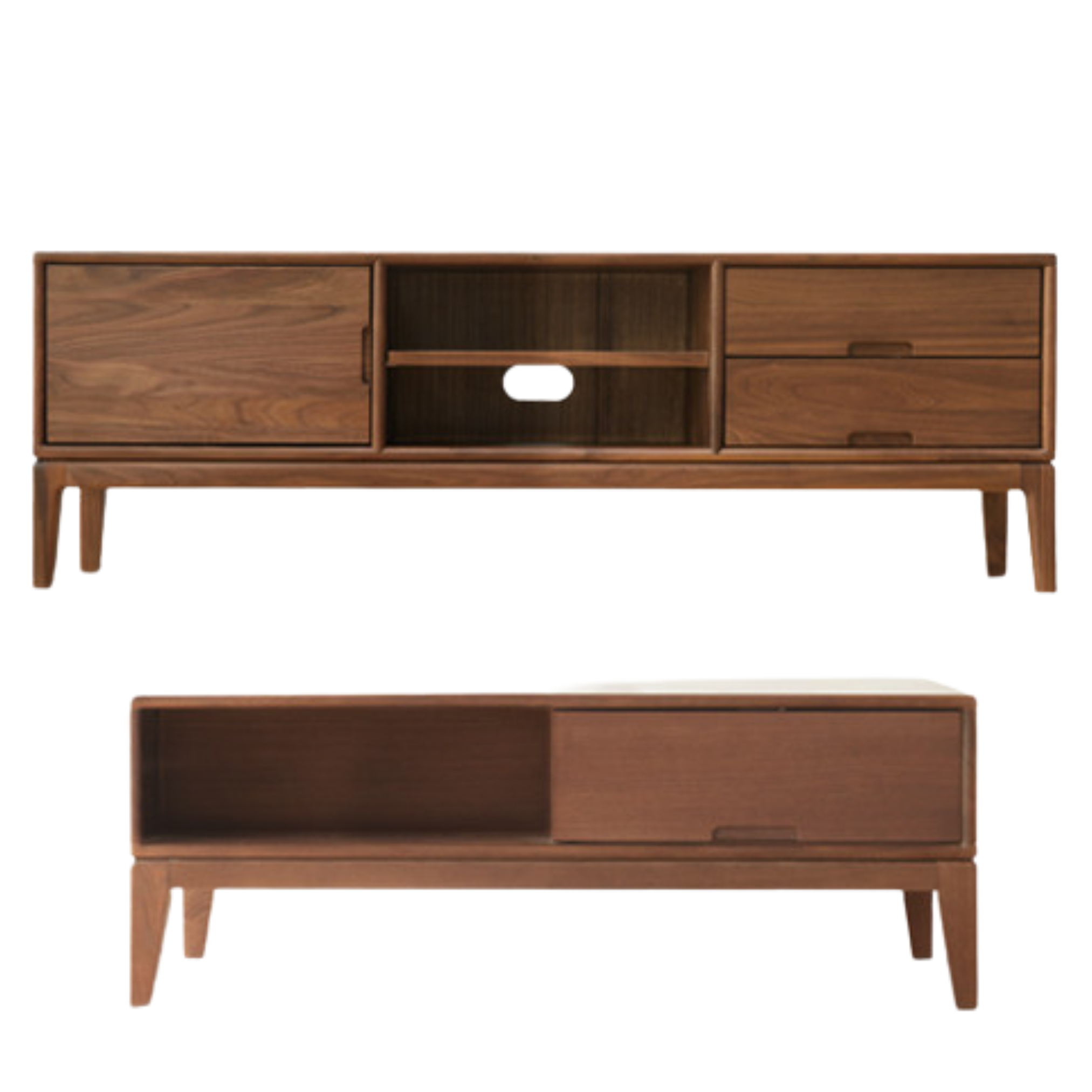 Ash, black walnut solid wood modern simple TV cabinet,