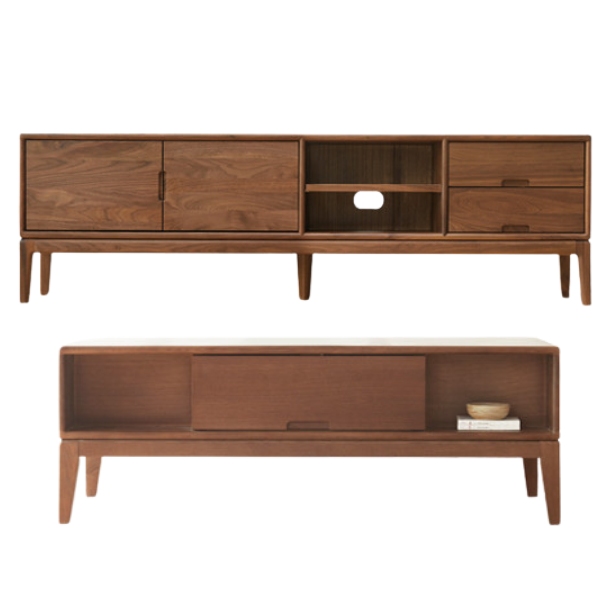 Ash, black walnut solid wood modern simple TV cabinet,