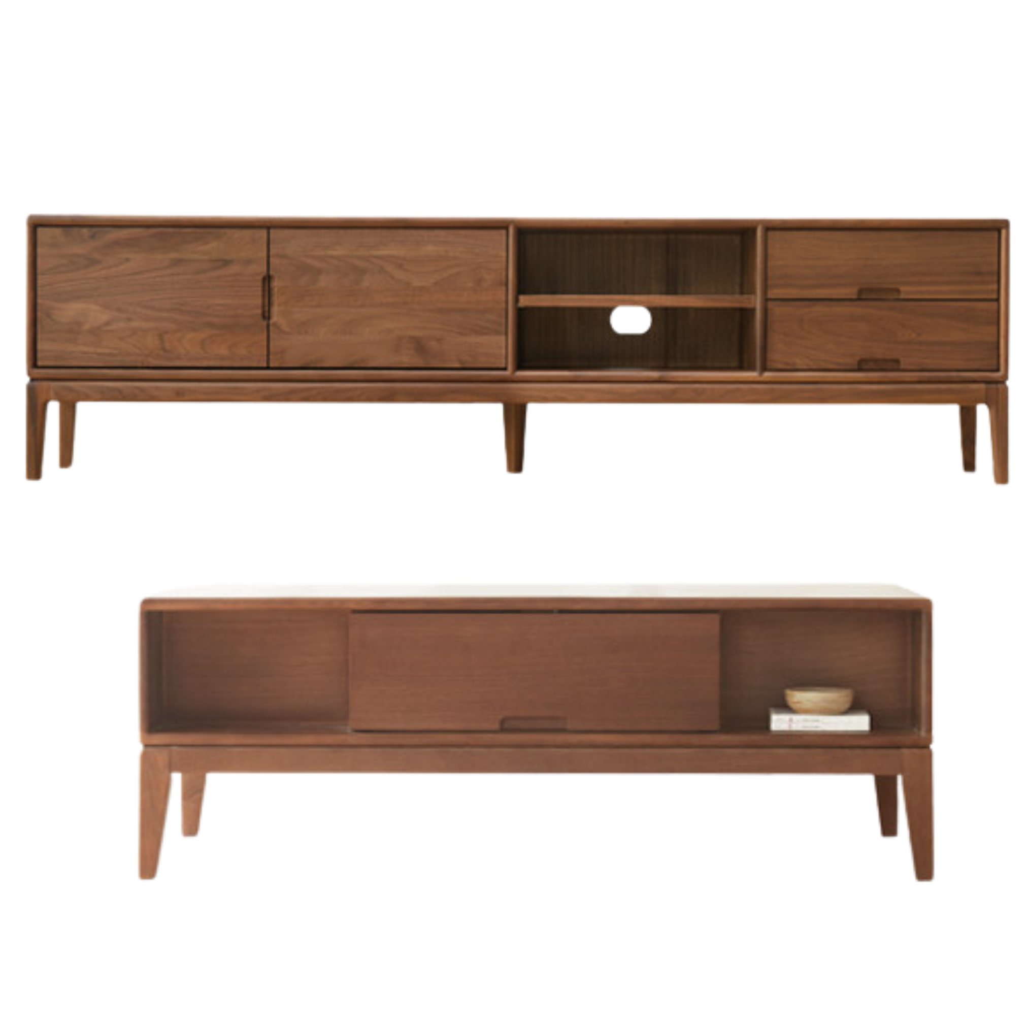 Ash, black walnut solid wood modern simple TV cabinet,