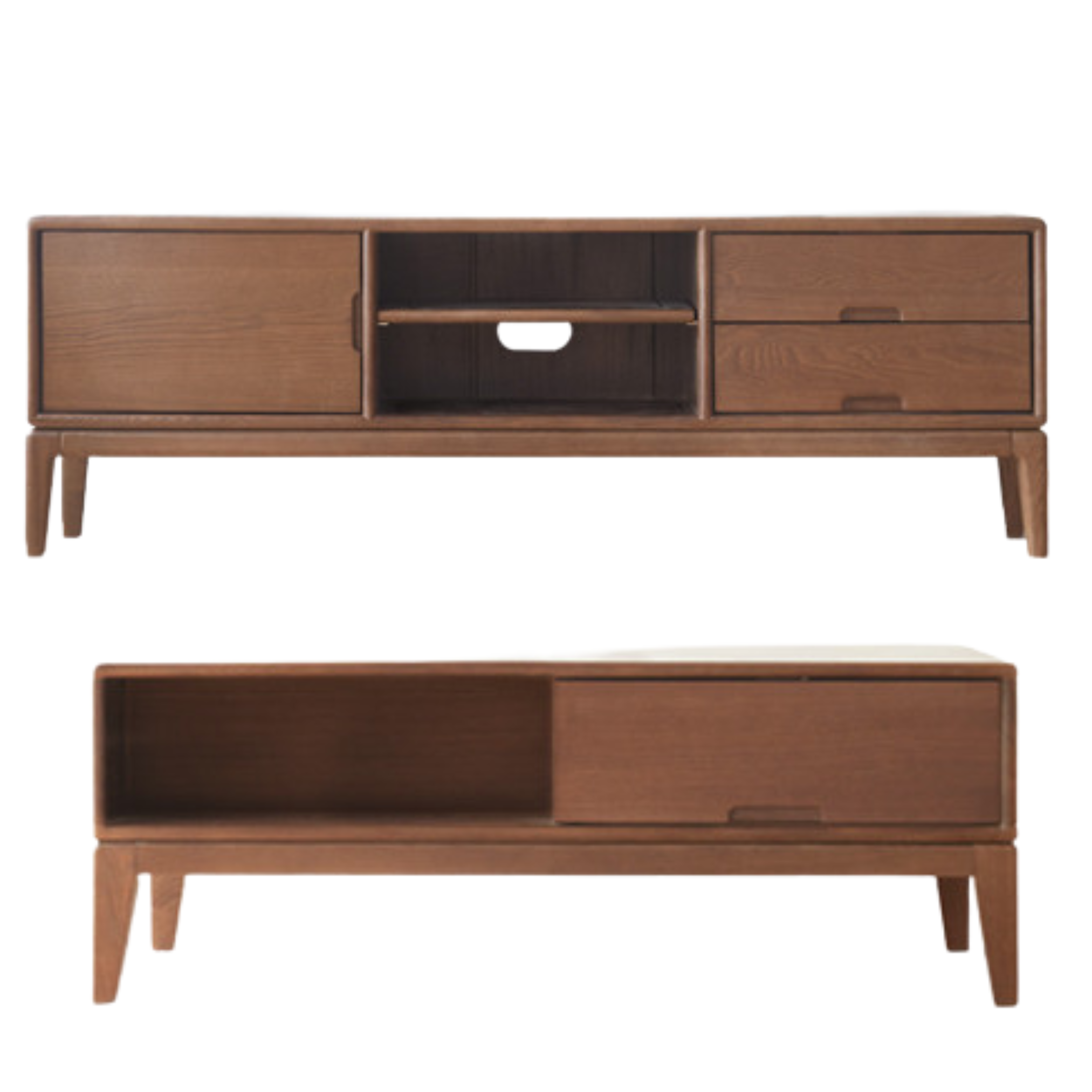 Ash, black walnut solid wood modern simple TV cabinet,