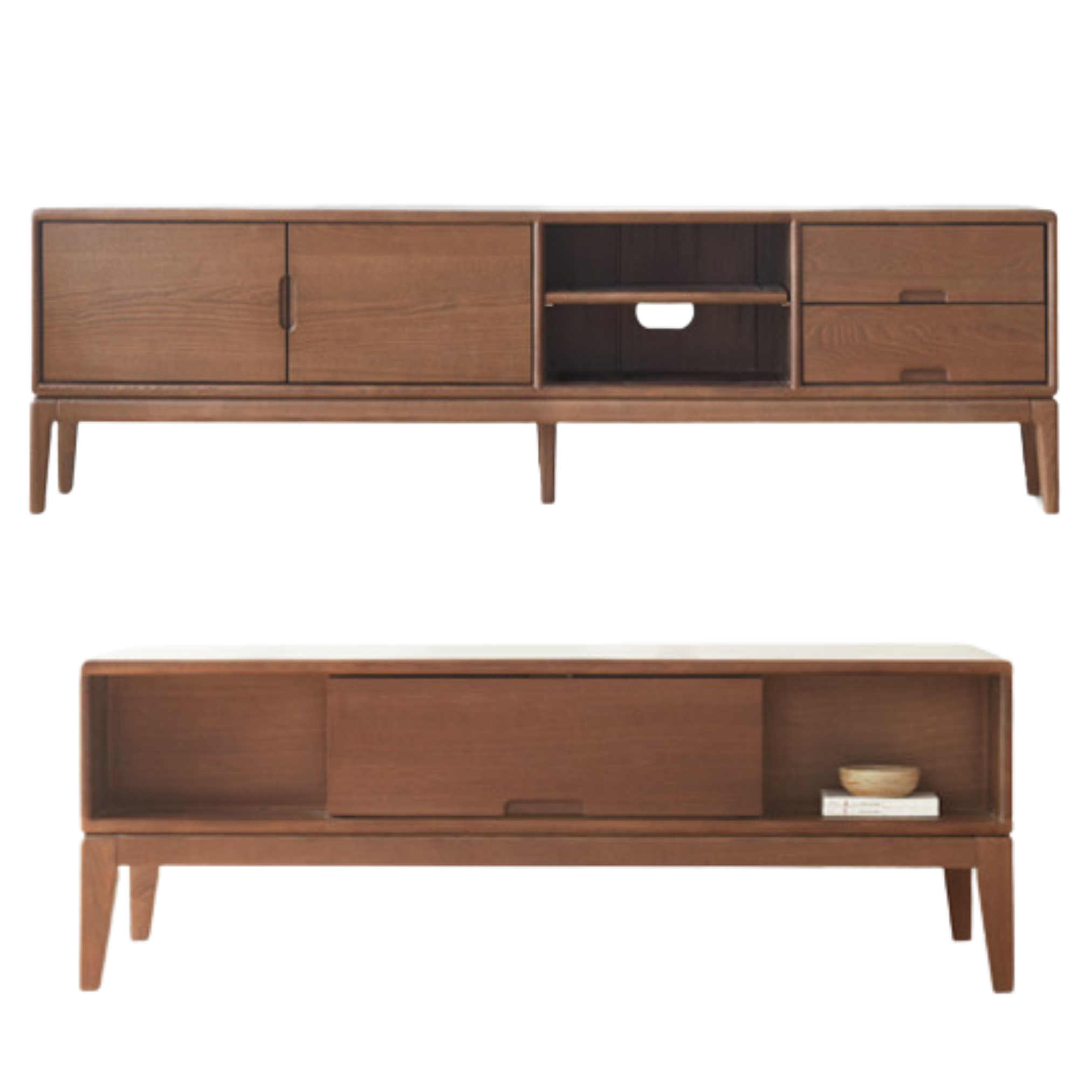 Ash, black walnut solid wood modern simple TV cabinet,